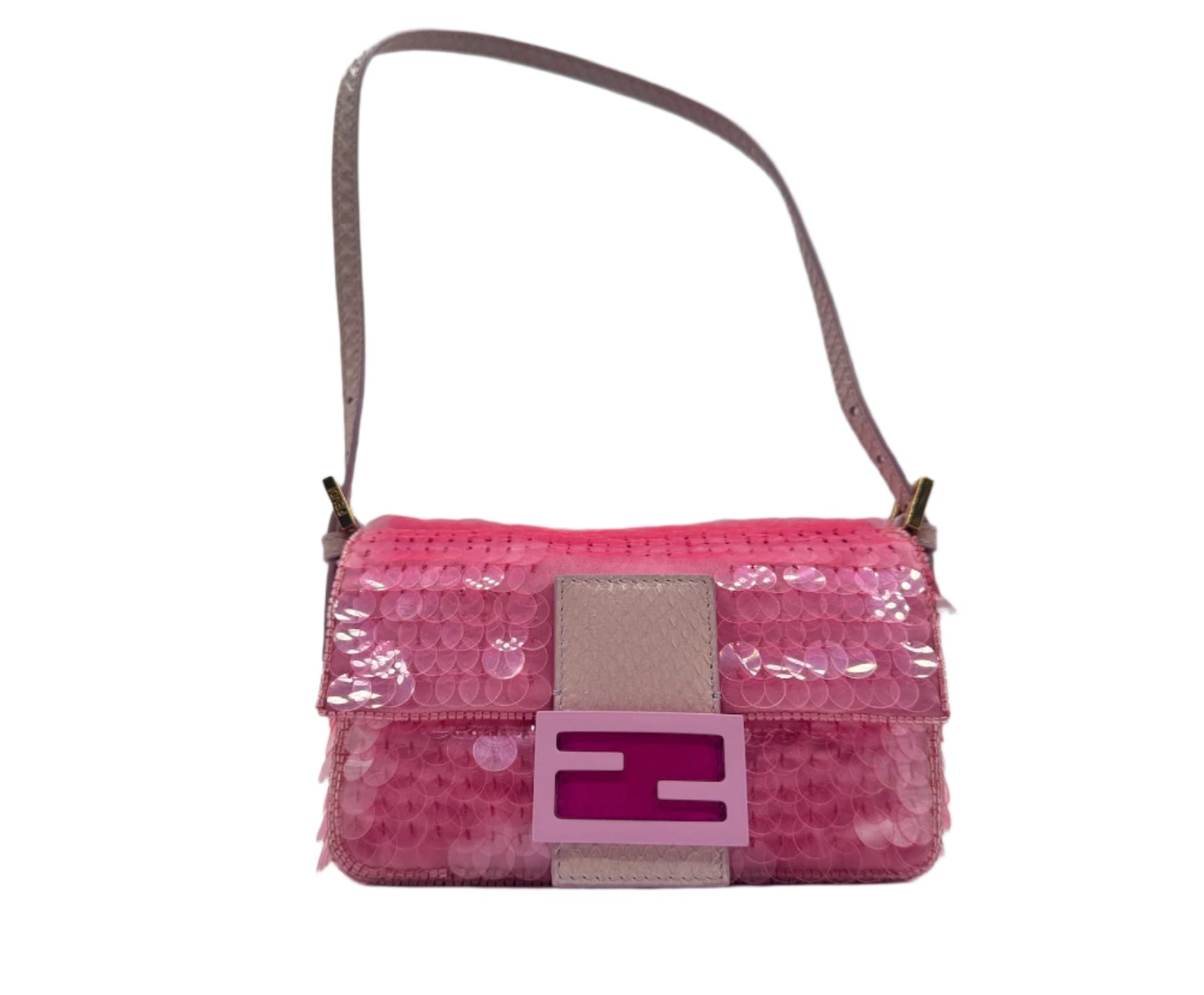 FENDI Vintage Pink Sequin Mini Baguette