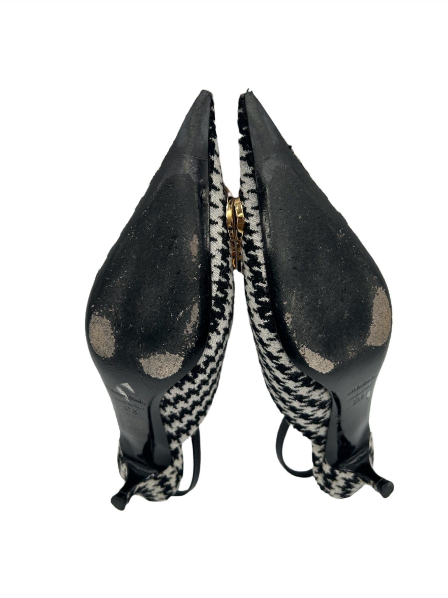 Balenciaga BB Knife Houndstooth Slingback Kitten Heels - Size FR 37.5