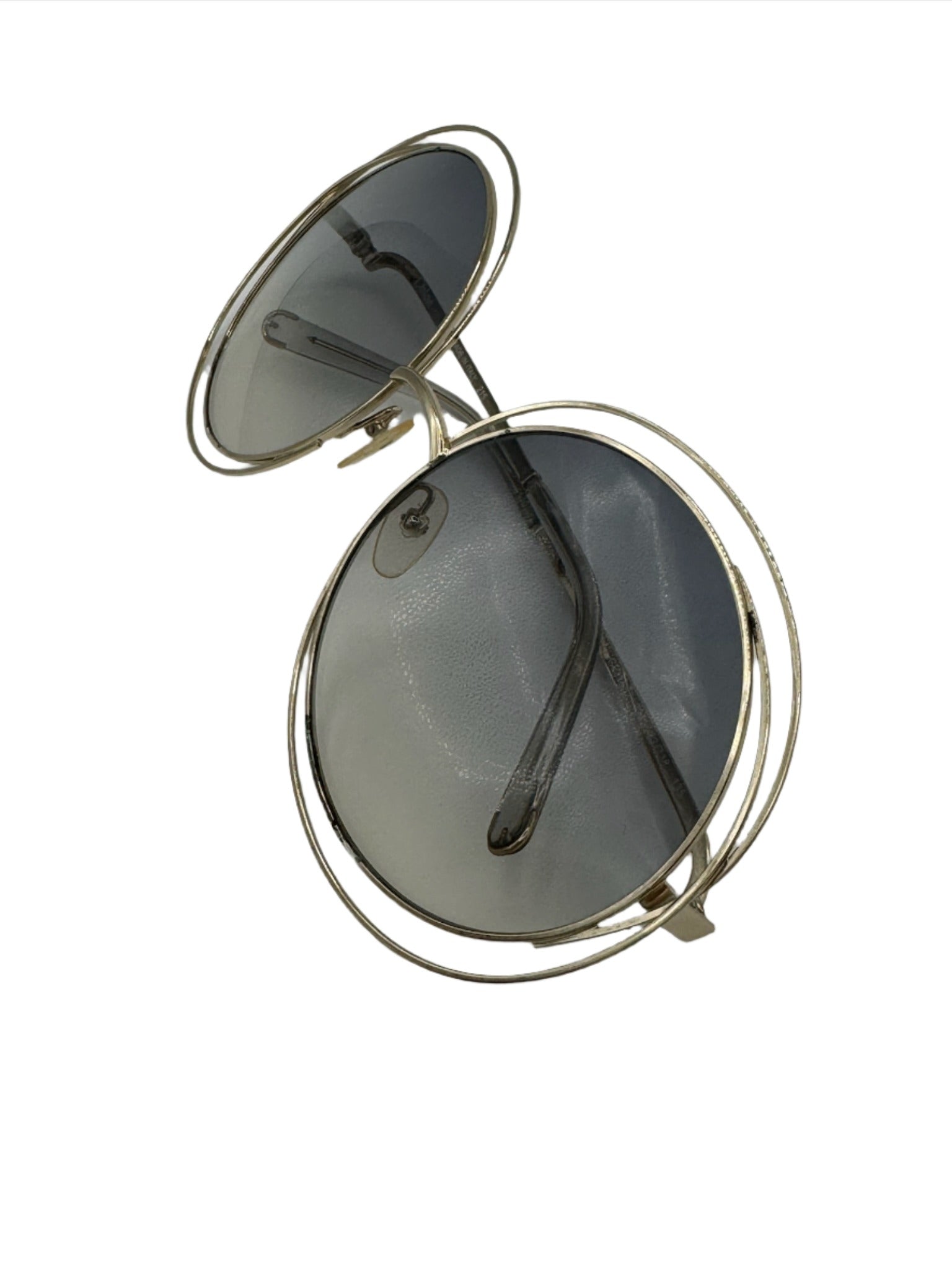 Chloe Round Gold Sunglasses with Gray Lenses