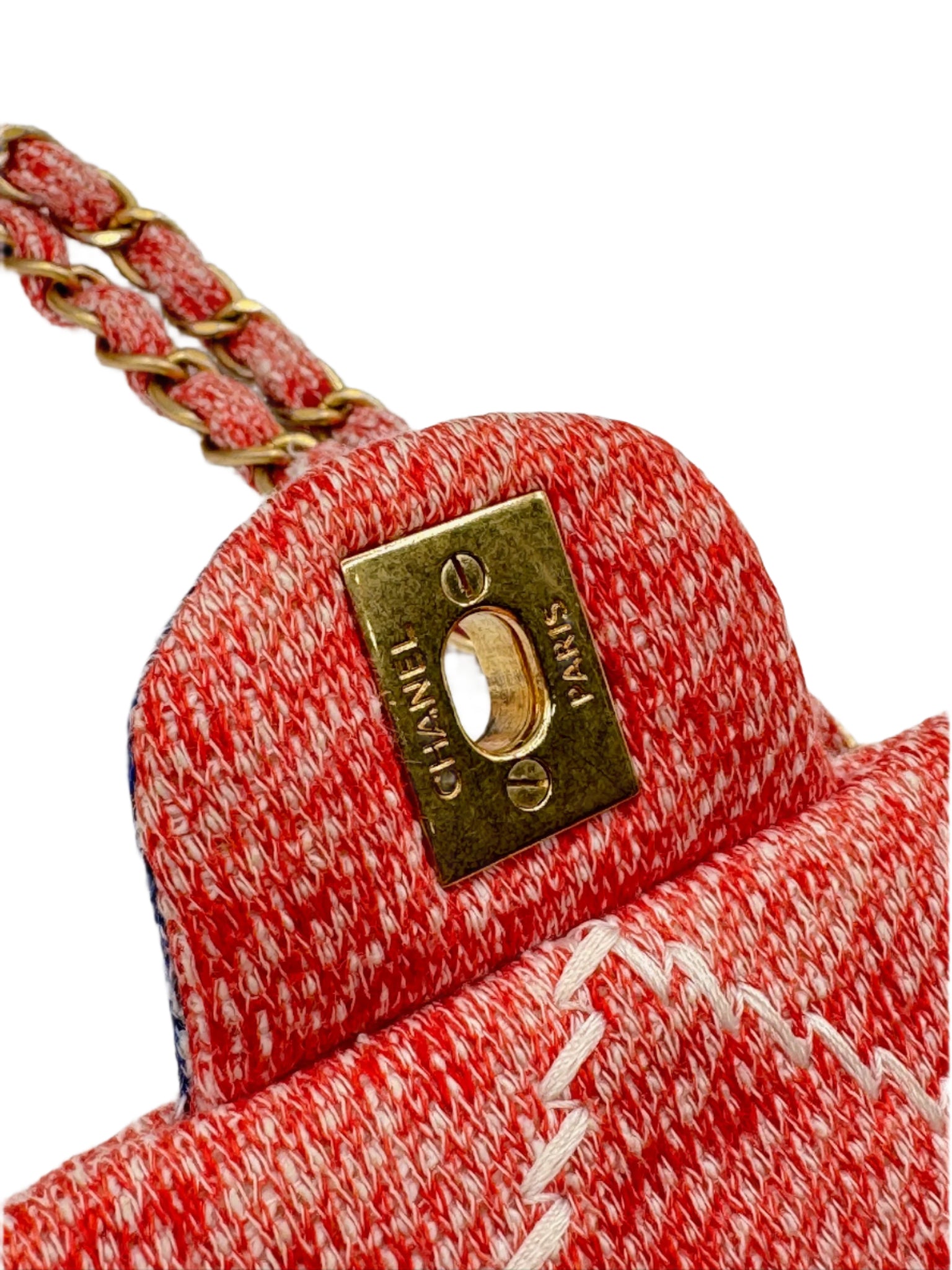 Chanel Color Block Quilted Jersey Fabric Medium Size Flapbag Gold Hardware