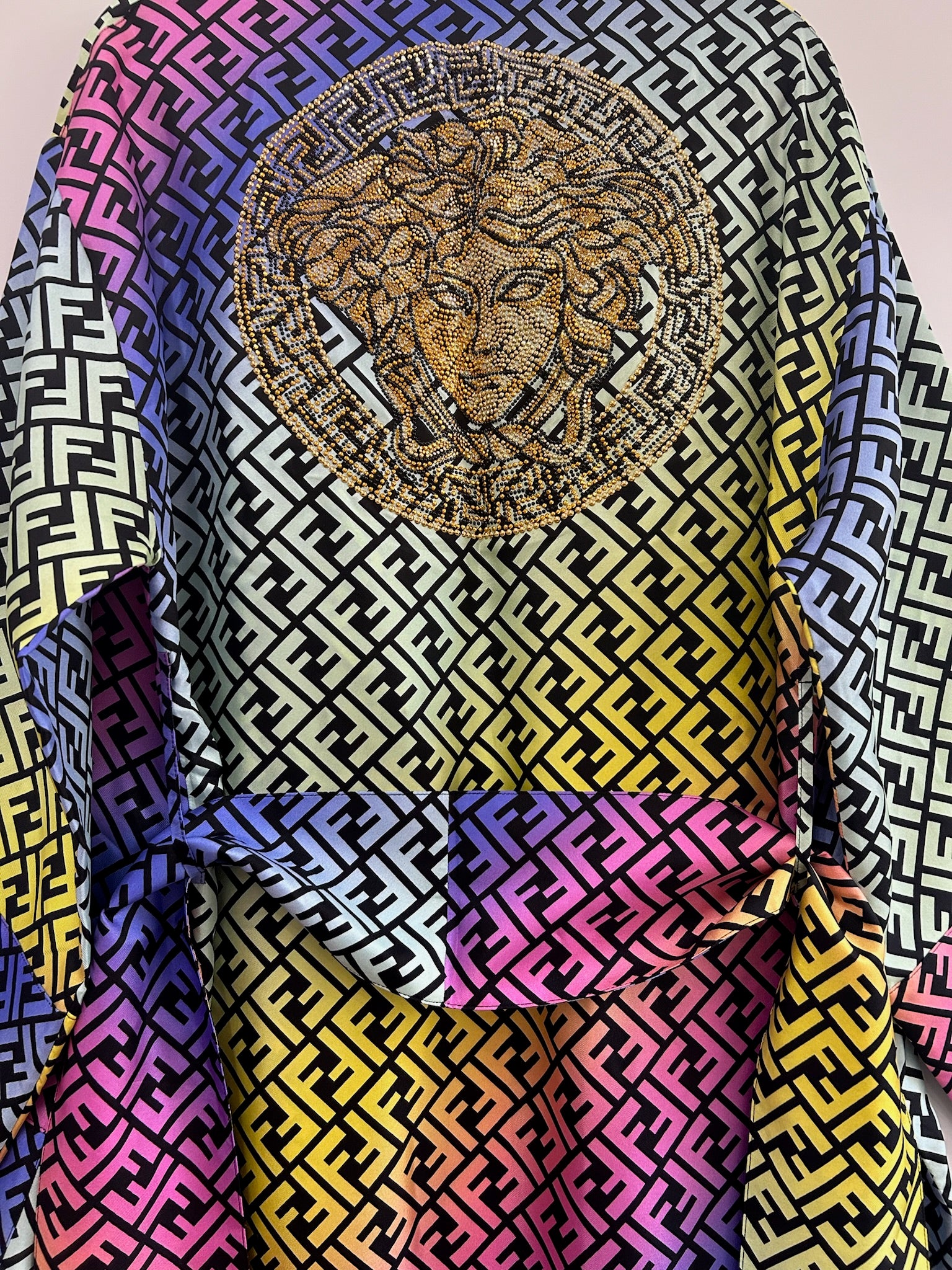 FENDACE Fendi X Versace Rainbow Silk Robe