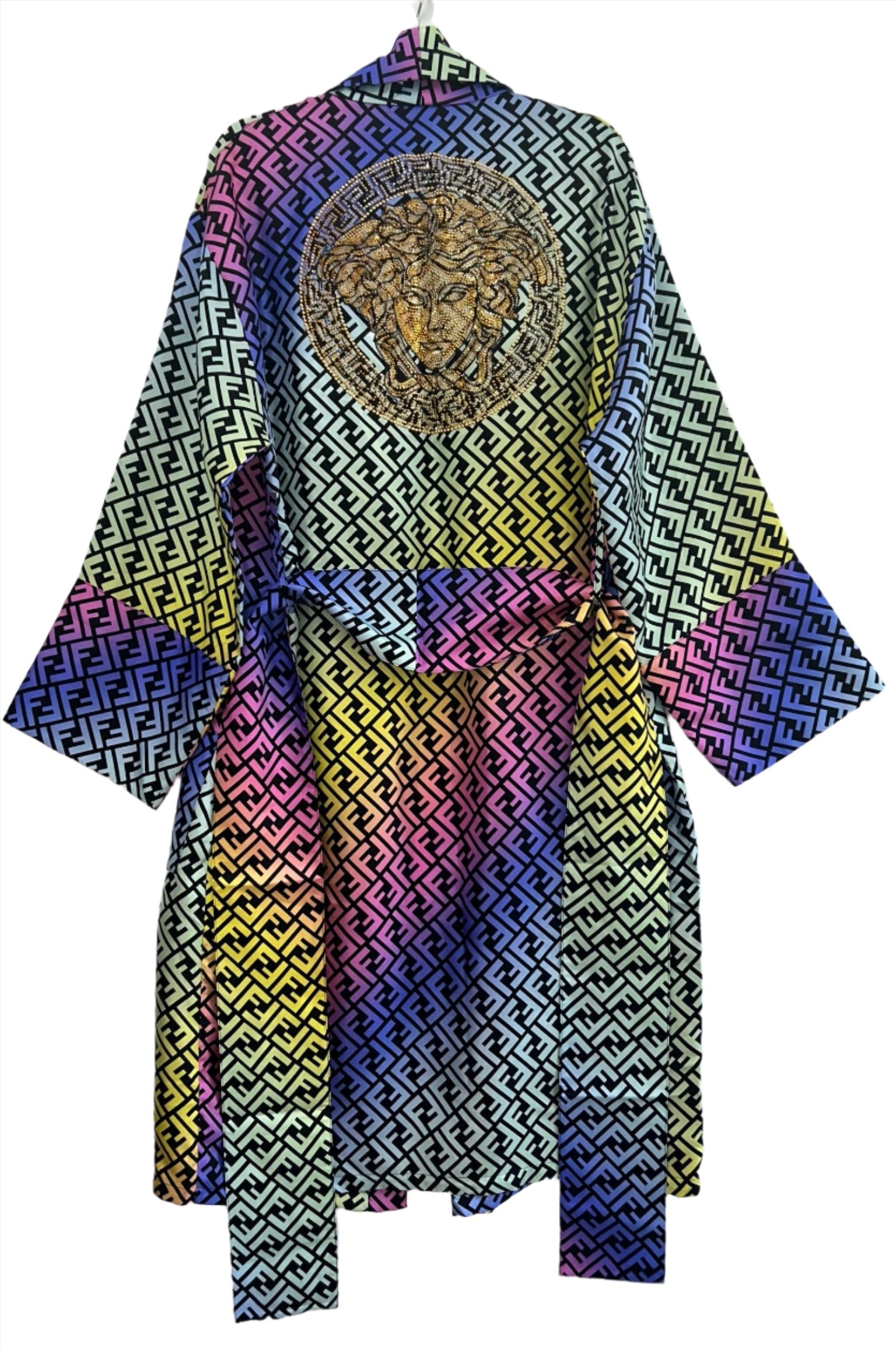 FENDACE Fendi X Versace Rainbow Silk Robe