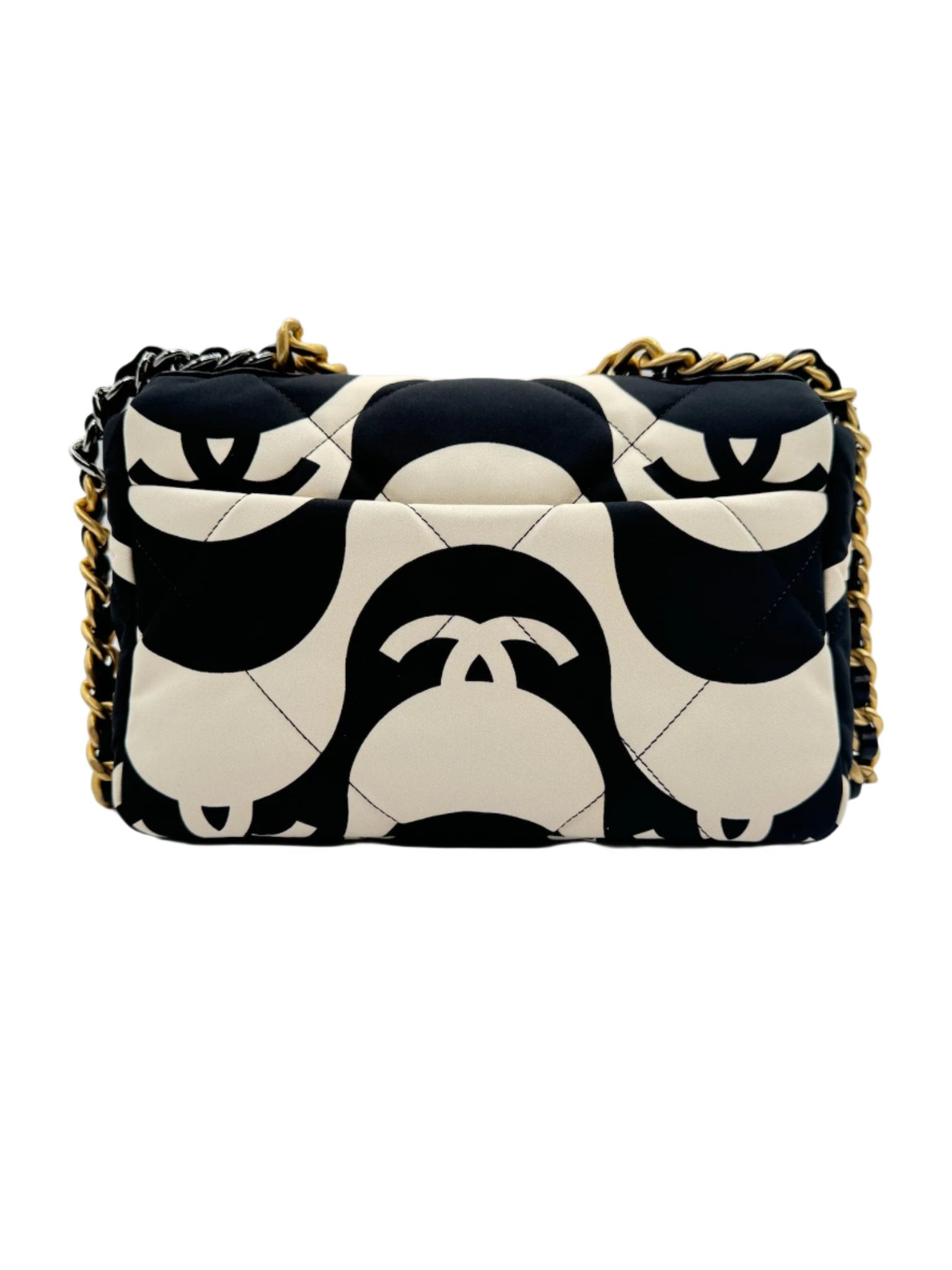 Chanel 19 Black and White CC Fabric Bag