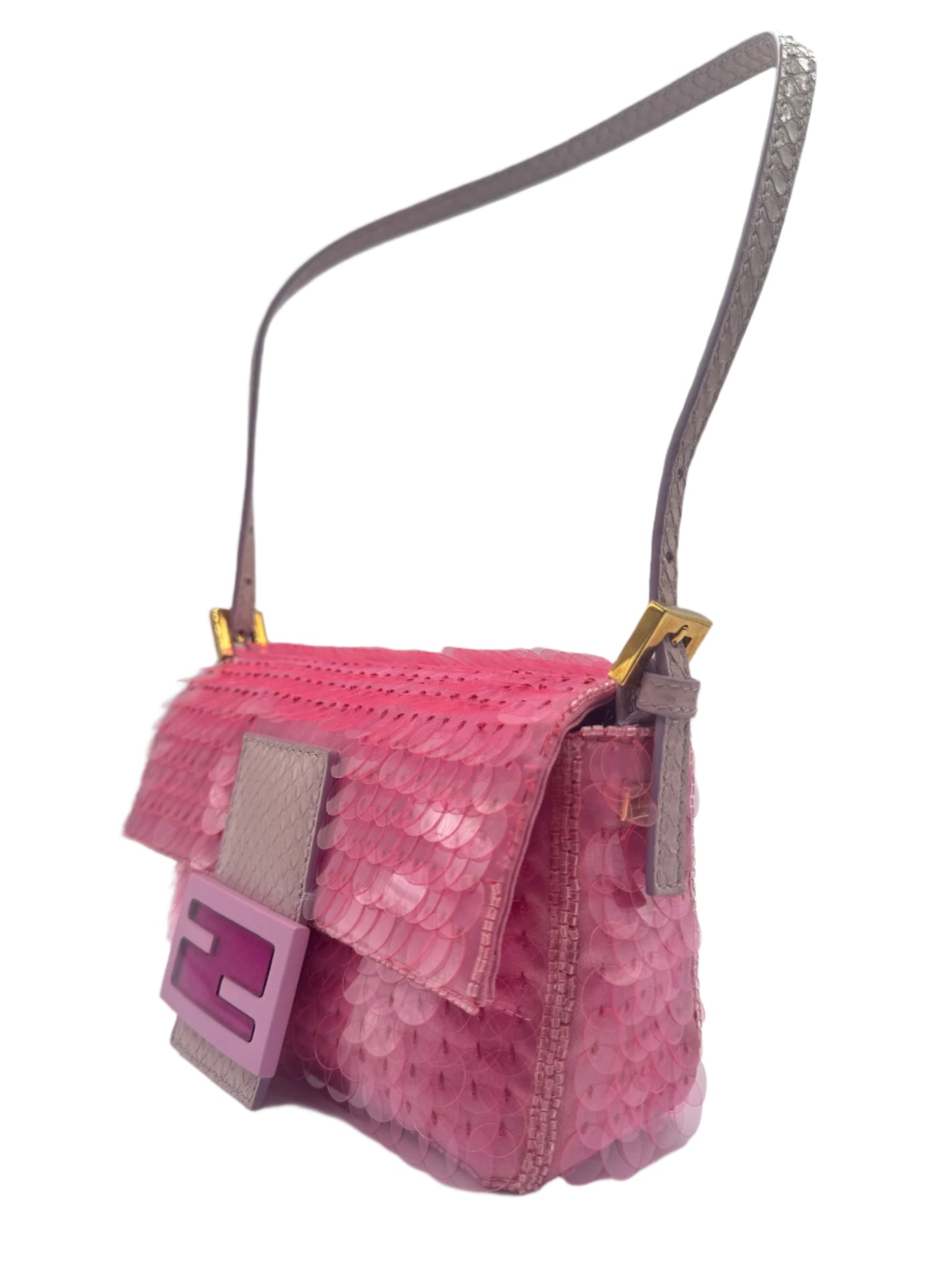 FENDI Vintage Pink Sequin Mini Baguette