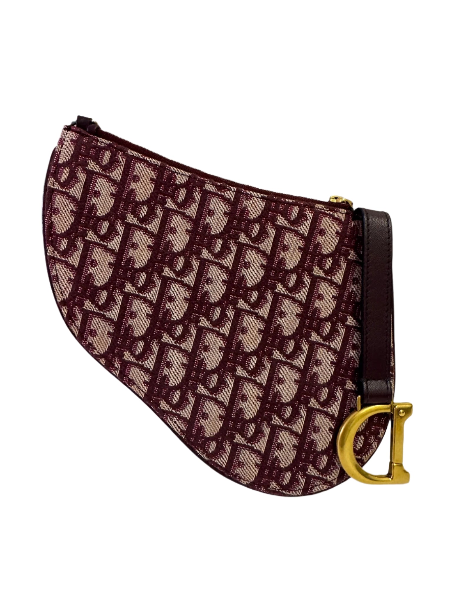 Dior Burgundy Red Canvas Saddle Pouch