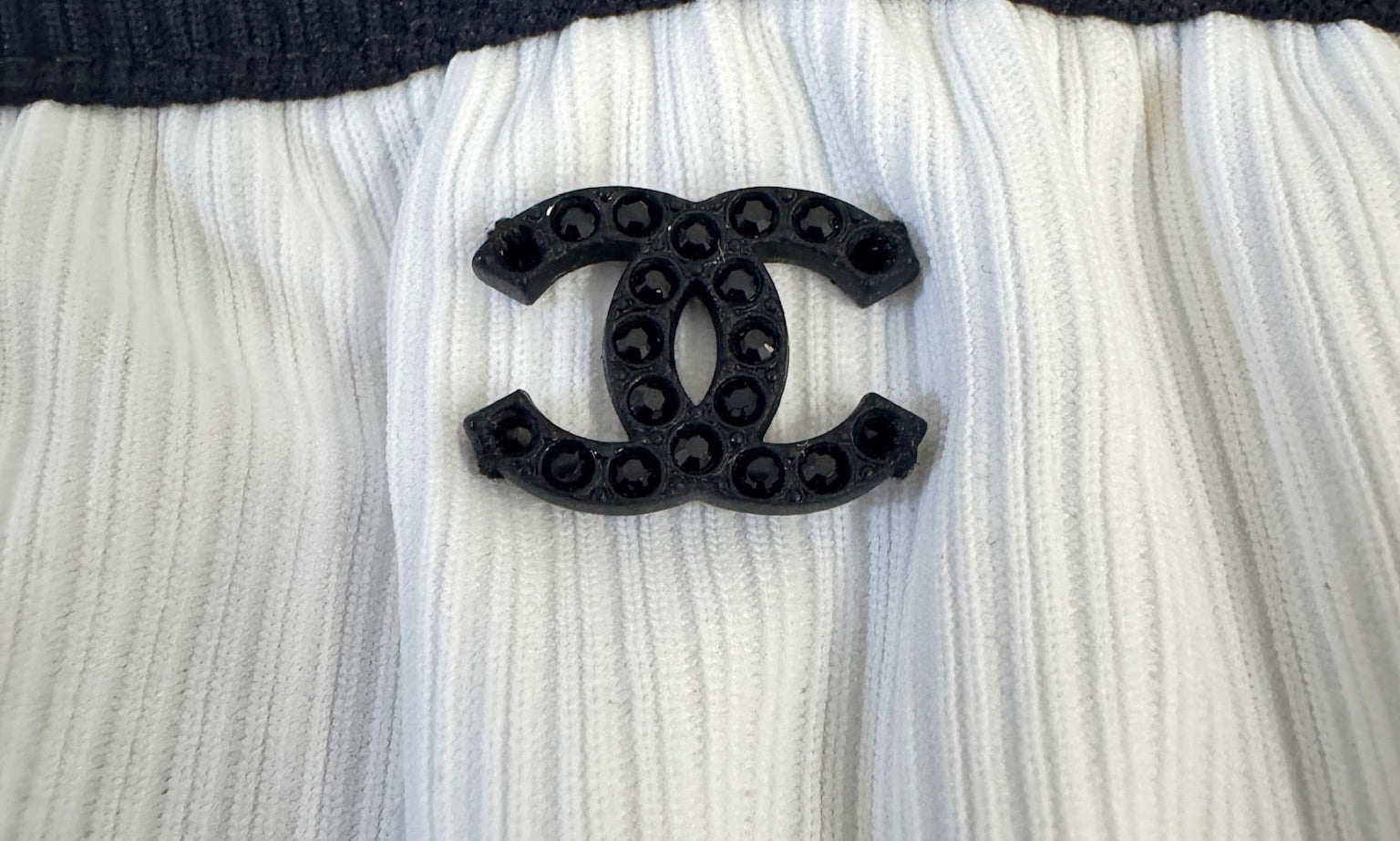 Chanel White Bikini Top and Bottom Set