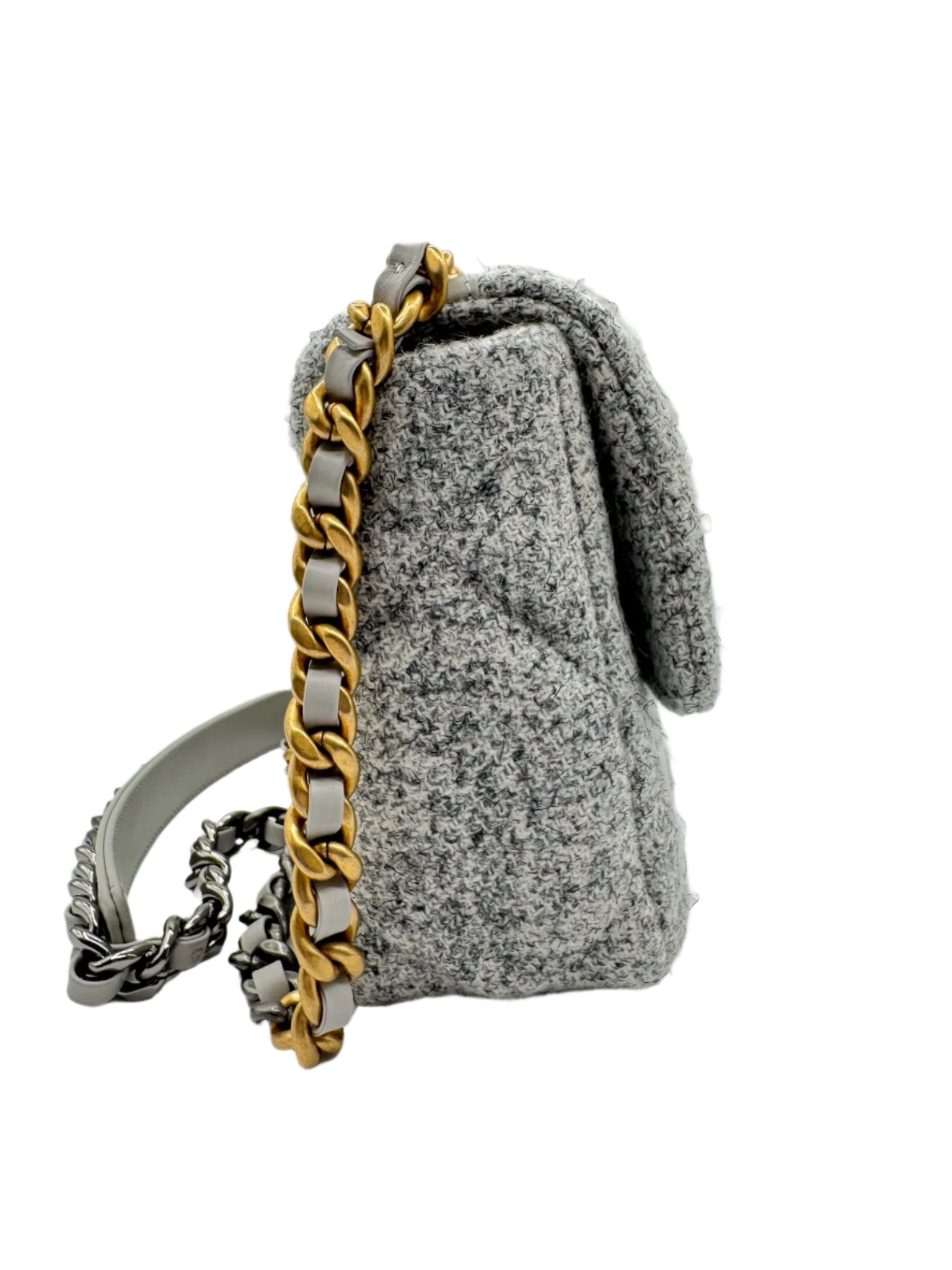 Chanel 19 Gray Ecru Tweed Small Flapbag