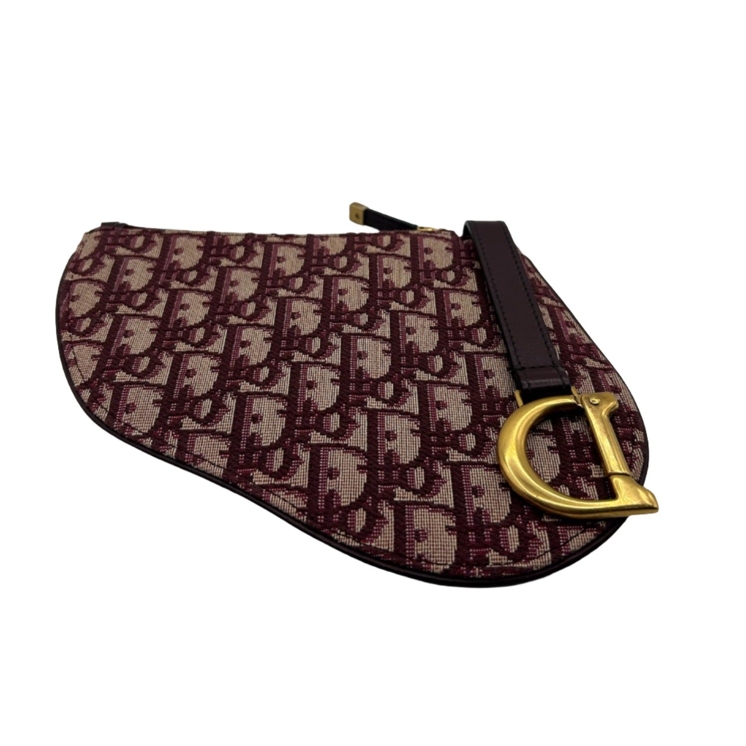 Dior Burgundy Red Canvas Saddle Pouch