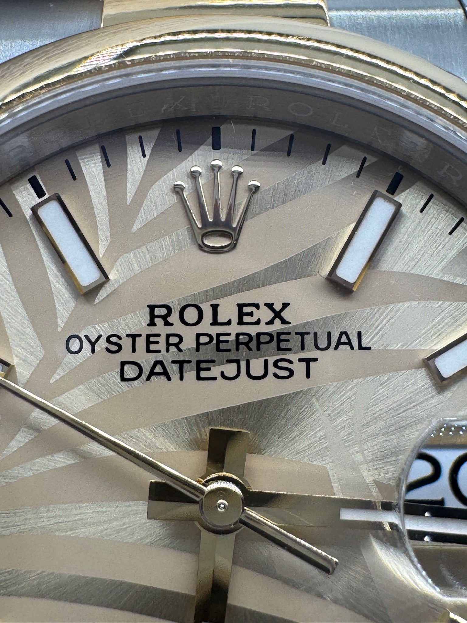 Rolex 36MM Datejust Yellow Gold and Steel Golden Palm Dial