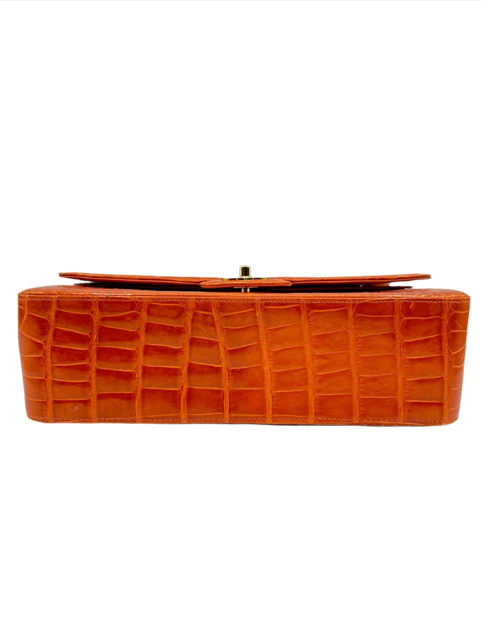 Chanel Orange Alligator Large Classic Double Flapbag