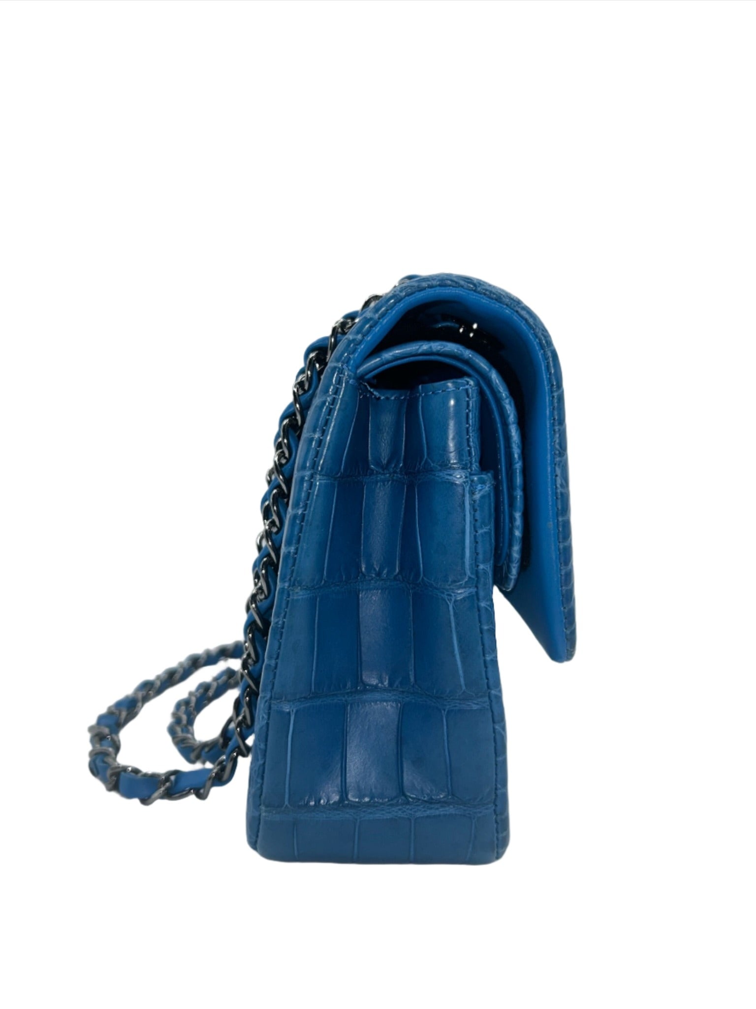 Chanel Blue Alligator Medium Classic Double Flapbag