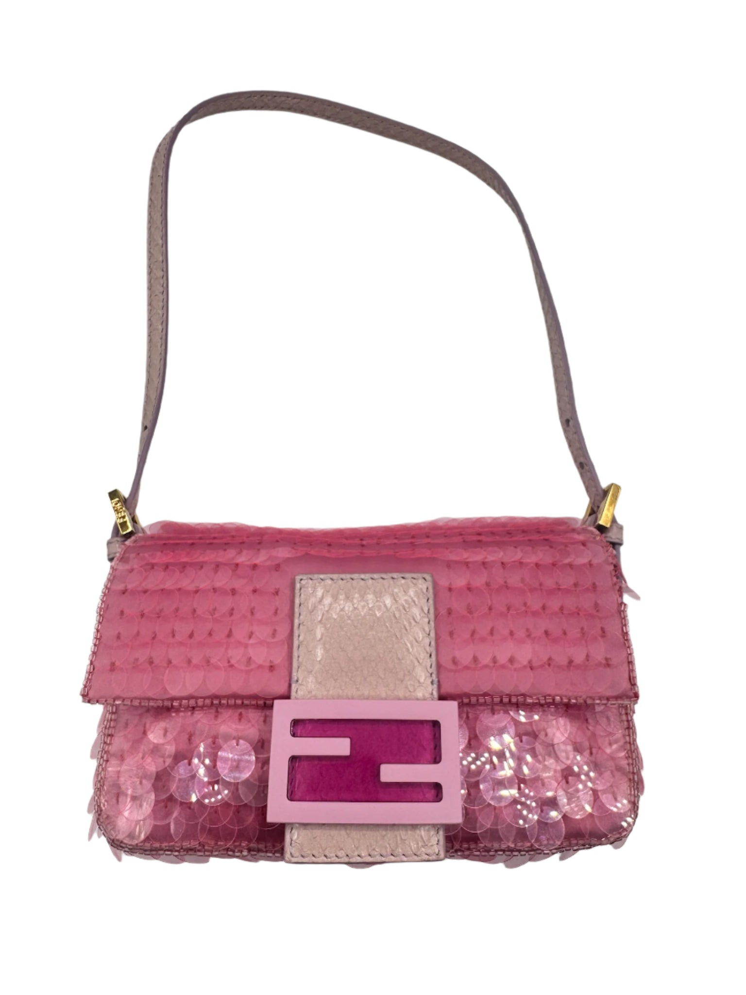 FENDI Vintage Pink Sequin Mini Baguette