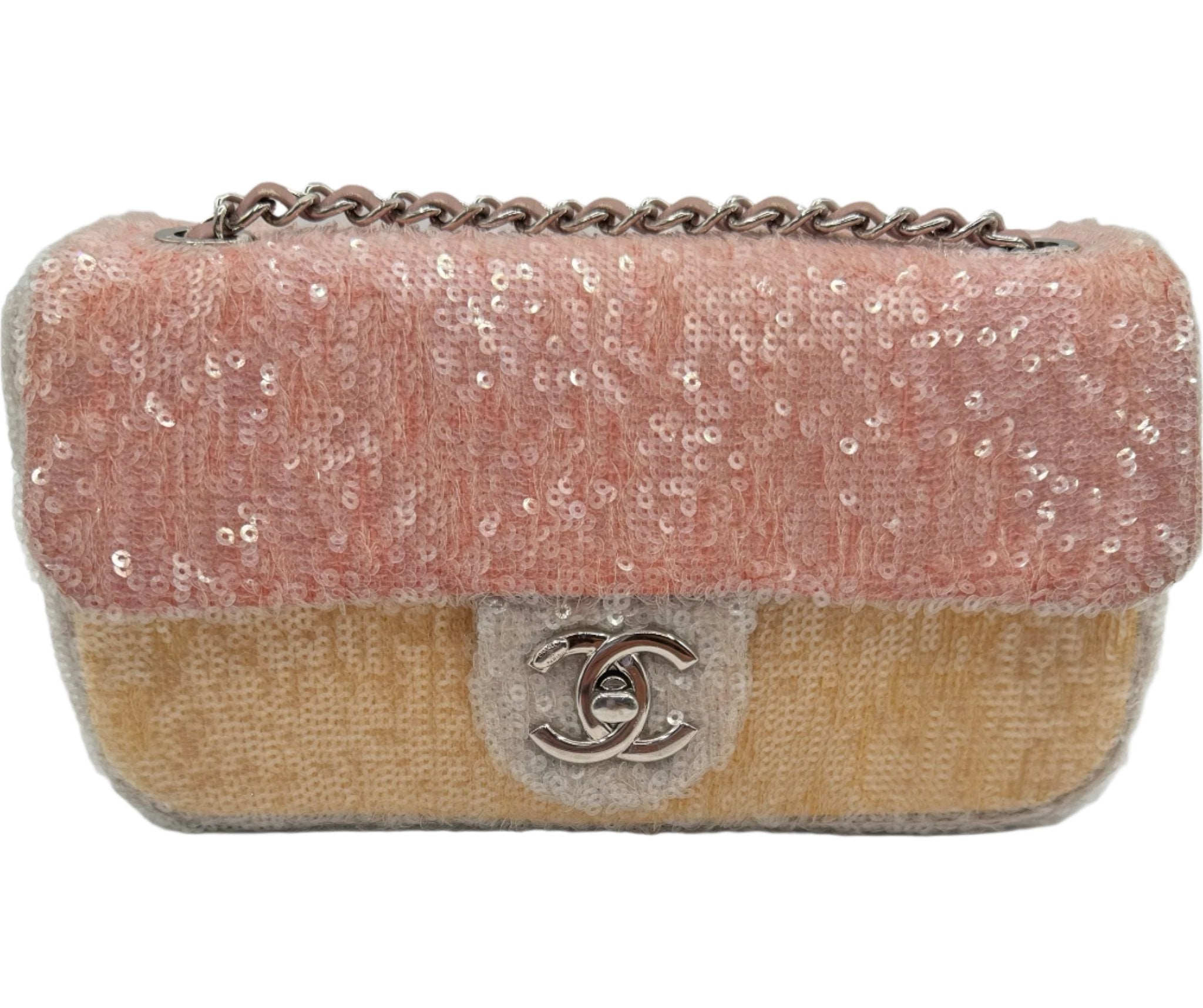 Chanel Waterfall Sequin Mini Flapbag Silver Hardware