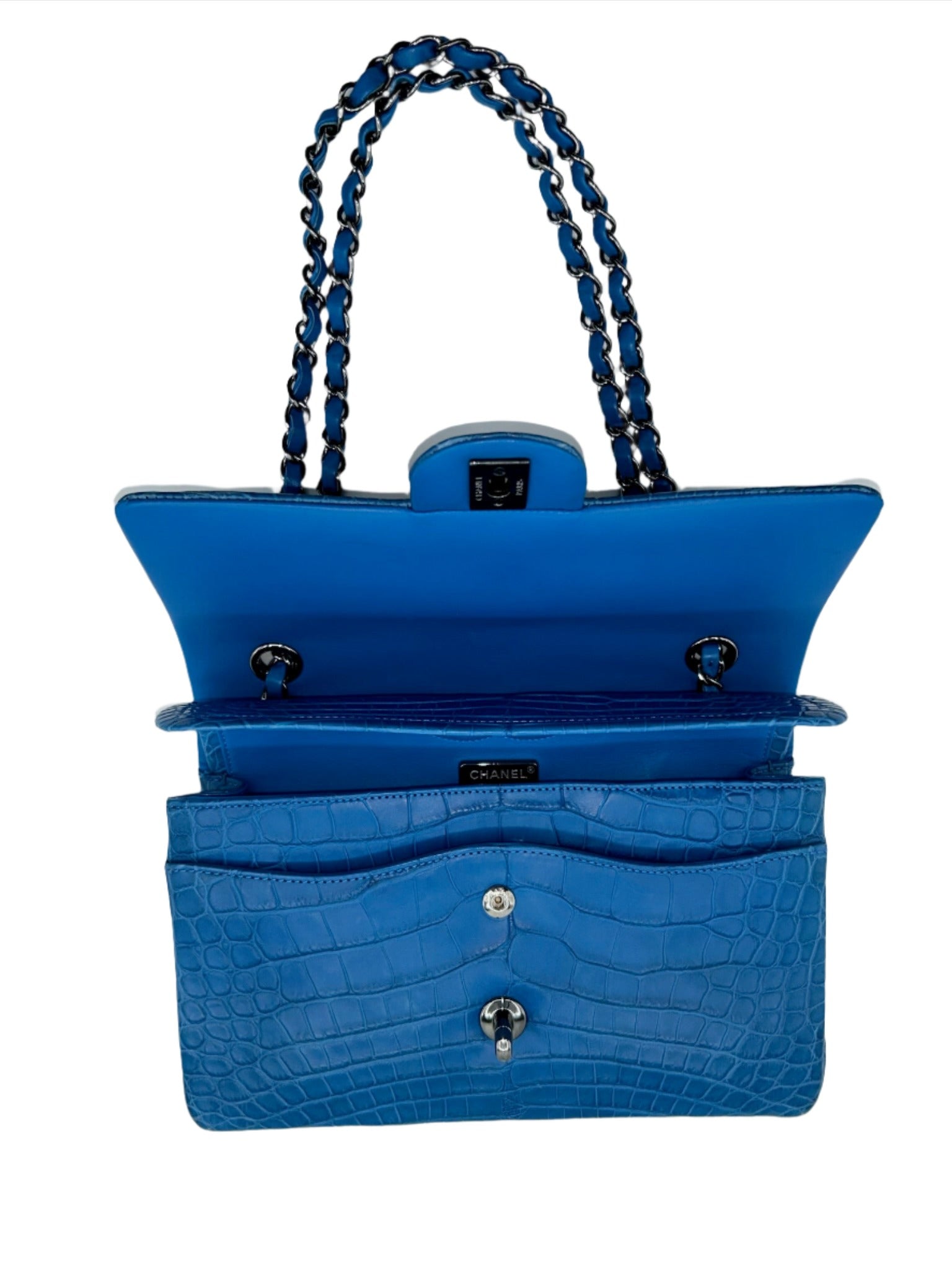 Chanel Blue Alligator Medium Classic Double Flapbag