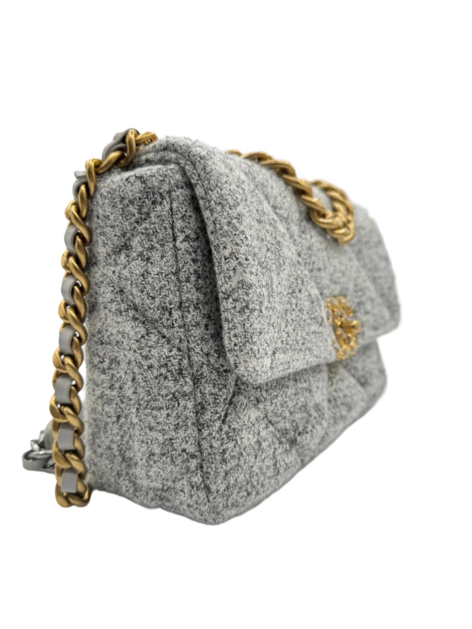 Chanel 19 Gray Ecru Tweed Small Flapbag