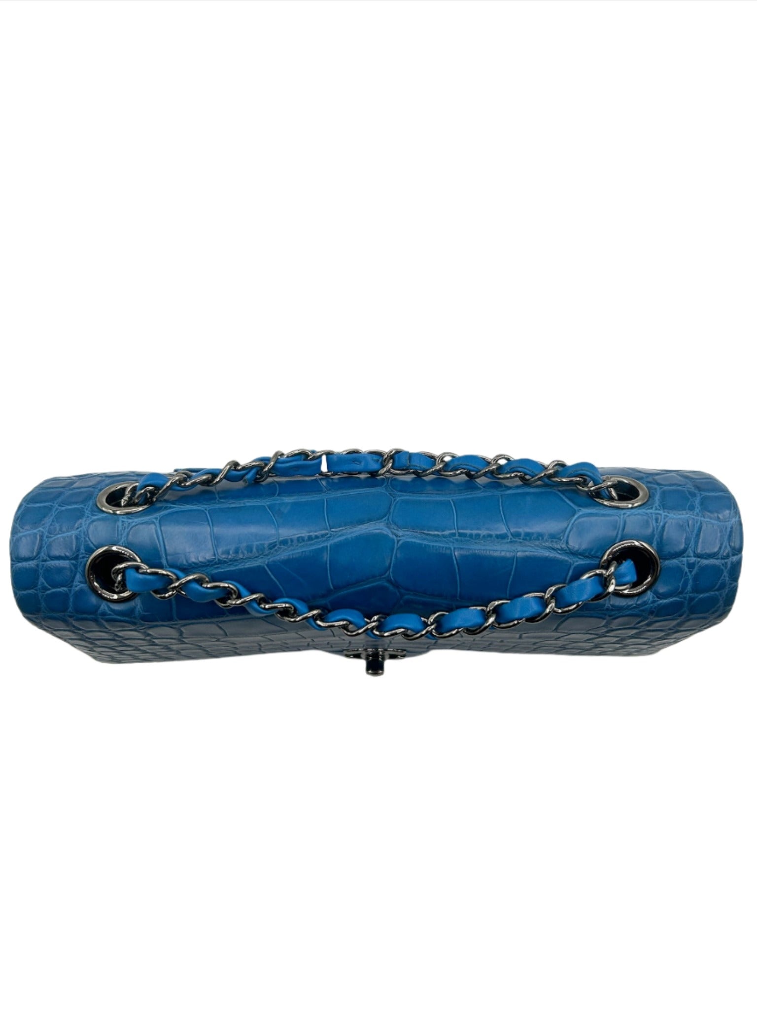 Chanel Blue Alligator Medium Classic Double Flapbag