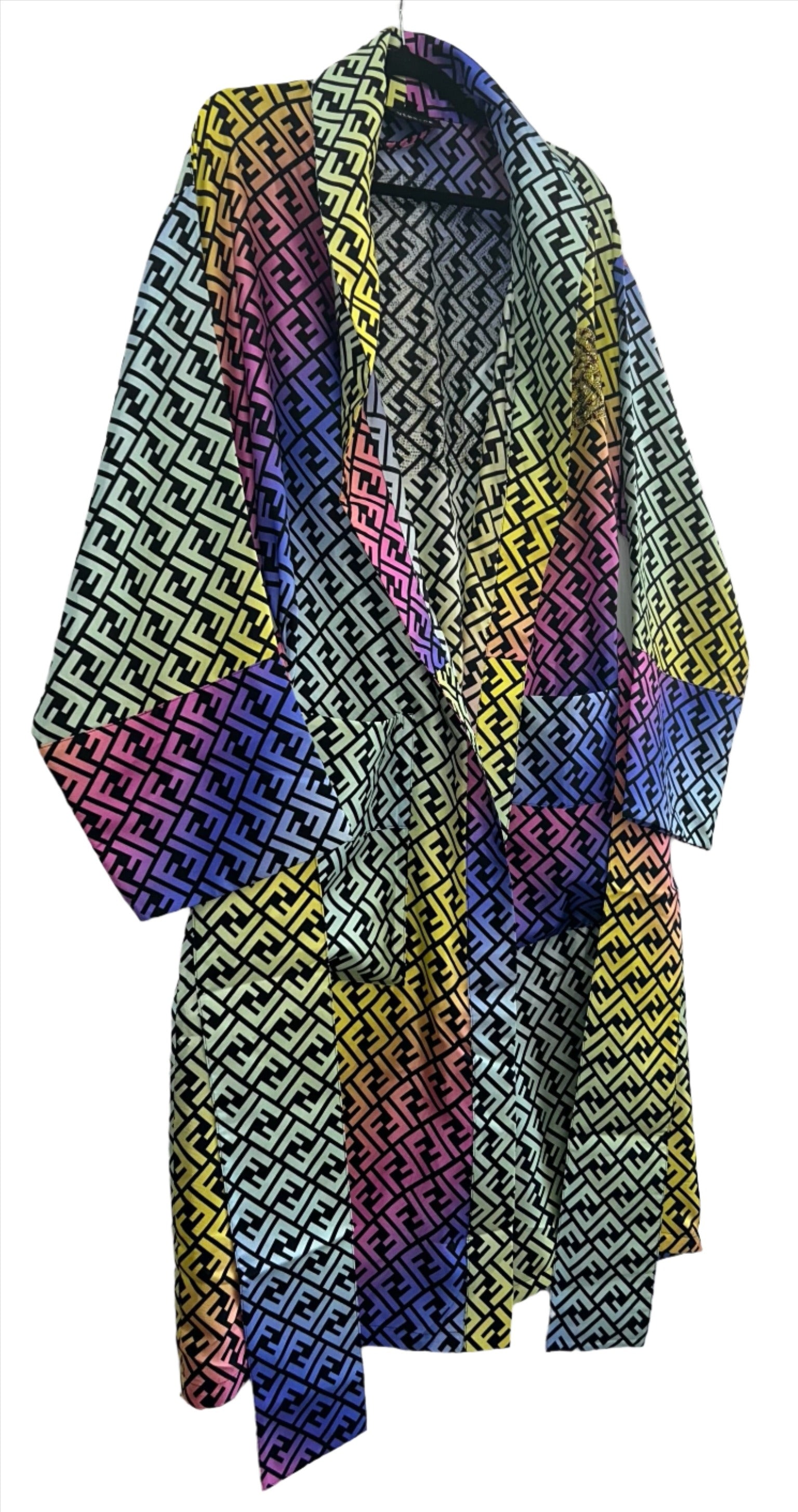 FENDACE Fendi X Versace Rainbow Silk Robe