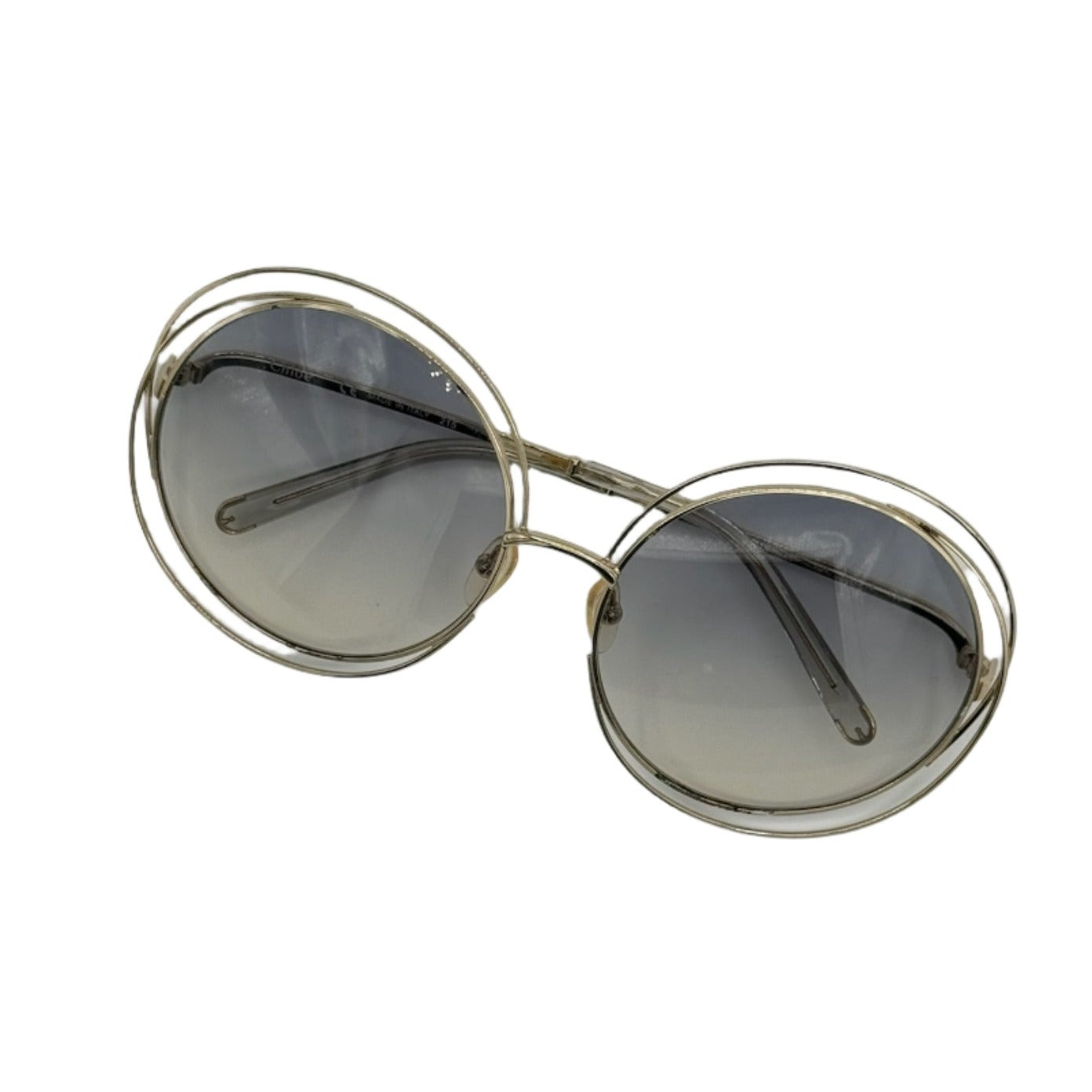 Chloe Round Gold Sunglasses with Gray Lenses