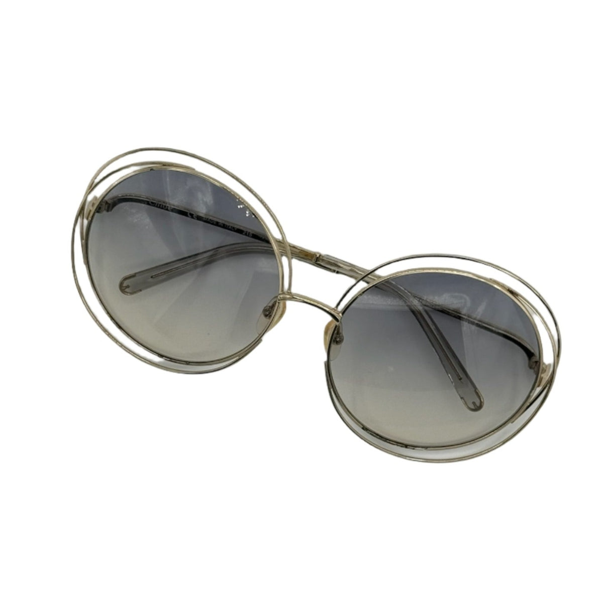 Chloe Round Gold Sunglasses with Gray Lenses display picture 2