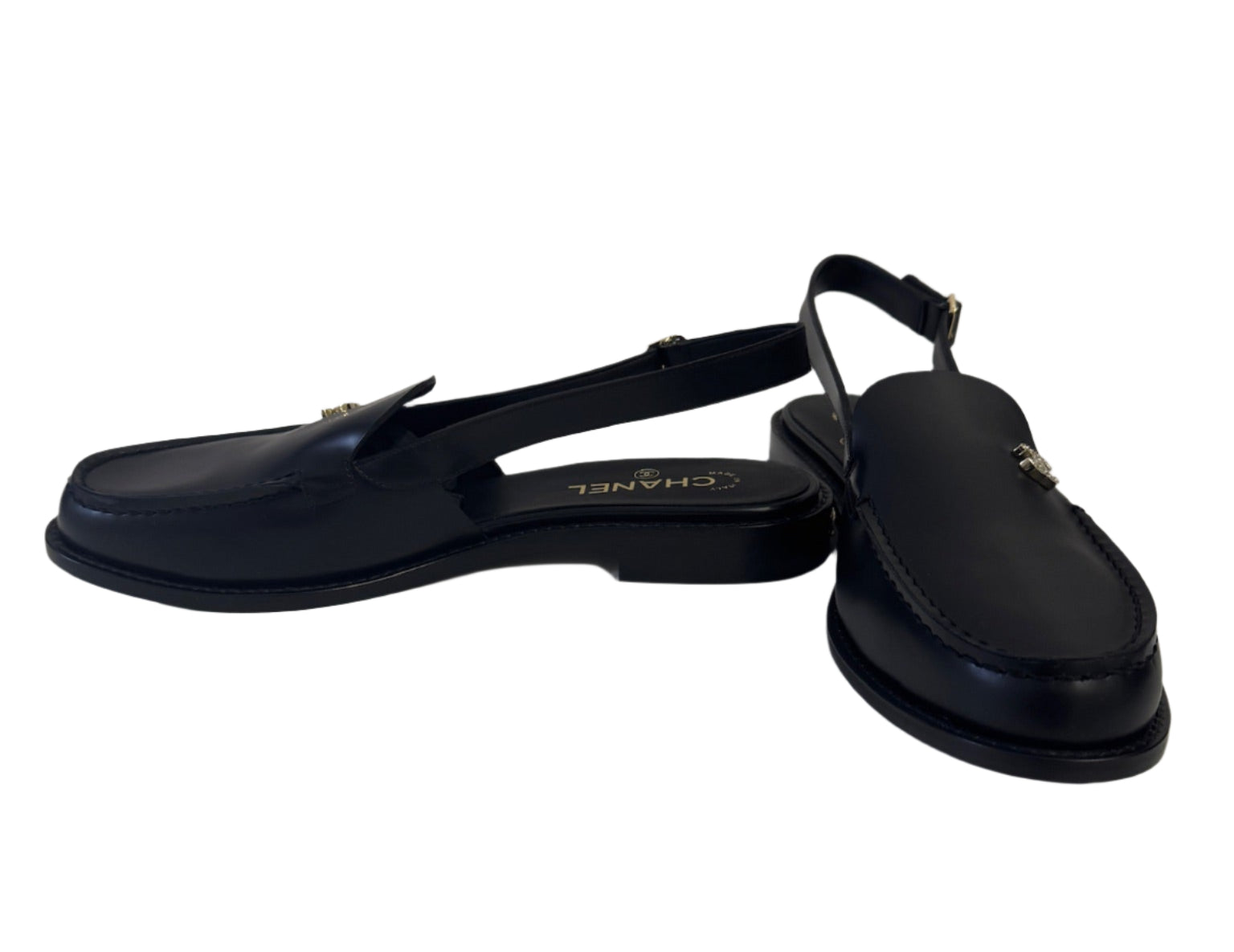 Chanel Black Slingback Loafers