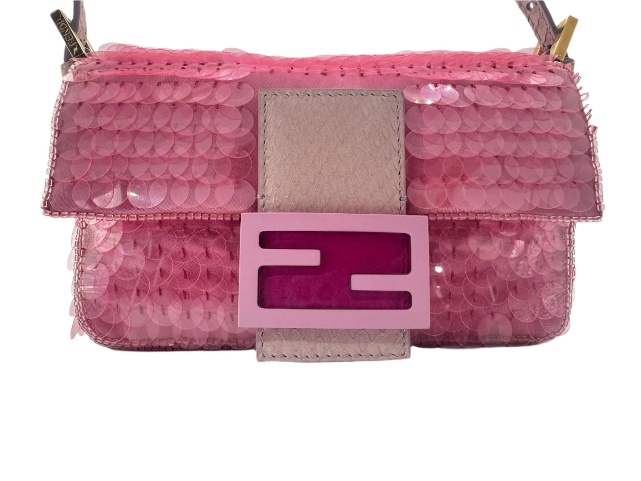 FENDI Vintage Pink Sequin Mini Baguette
