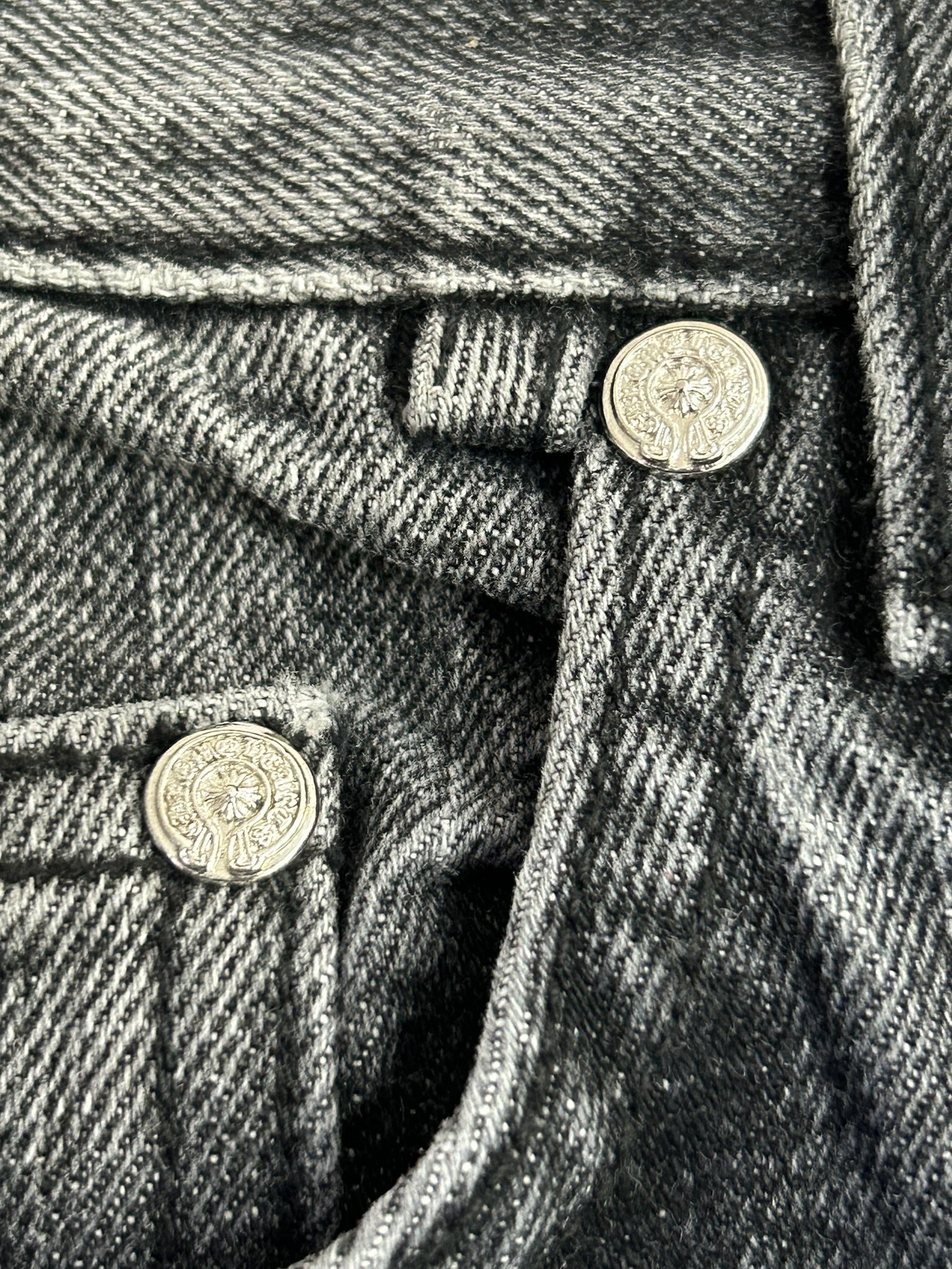 Chrome Hearts Black Jeans Red and Black Cross Leather Patches