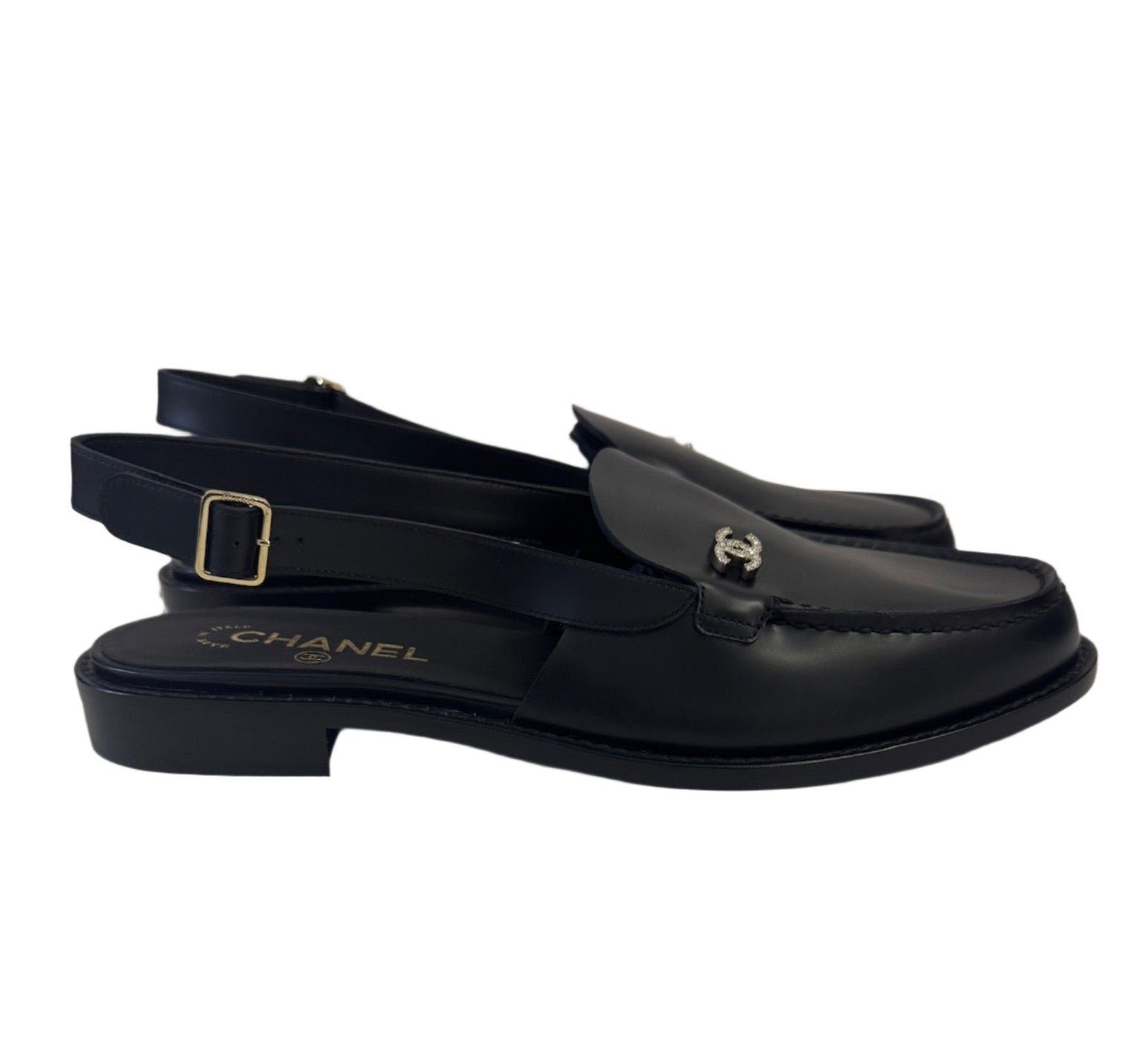 Chanel Black Slingback Loafers