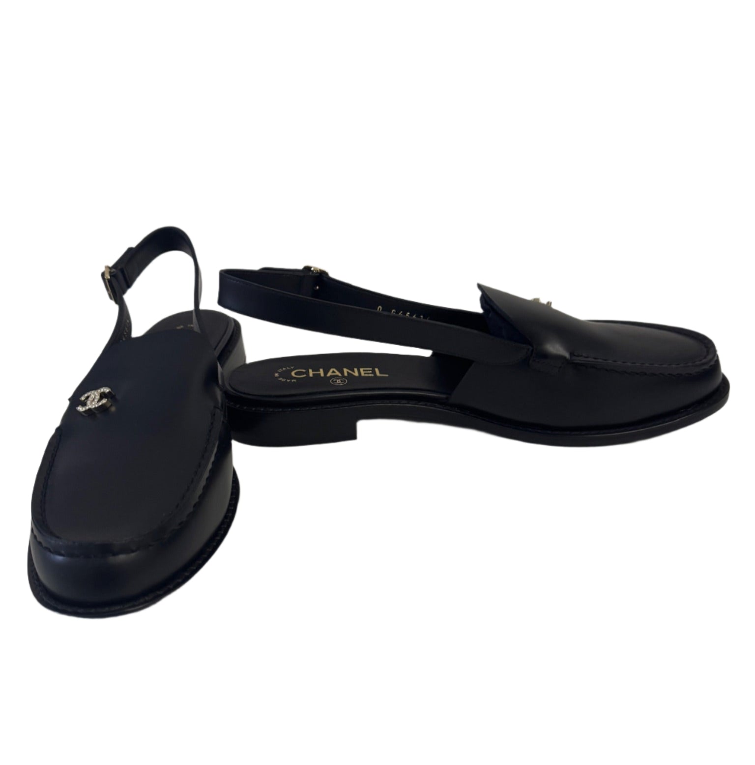 Chanel Black Slingback Loafers