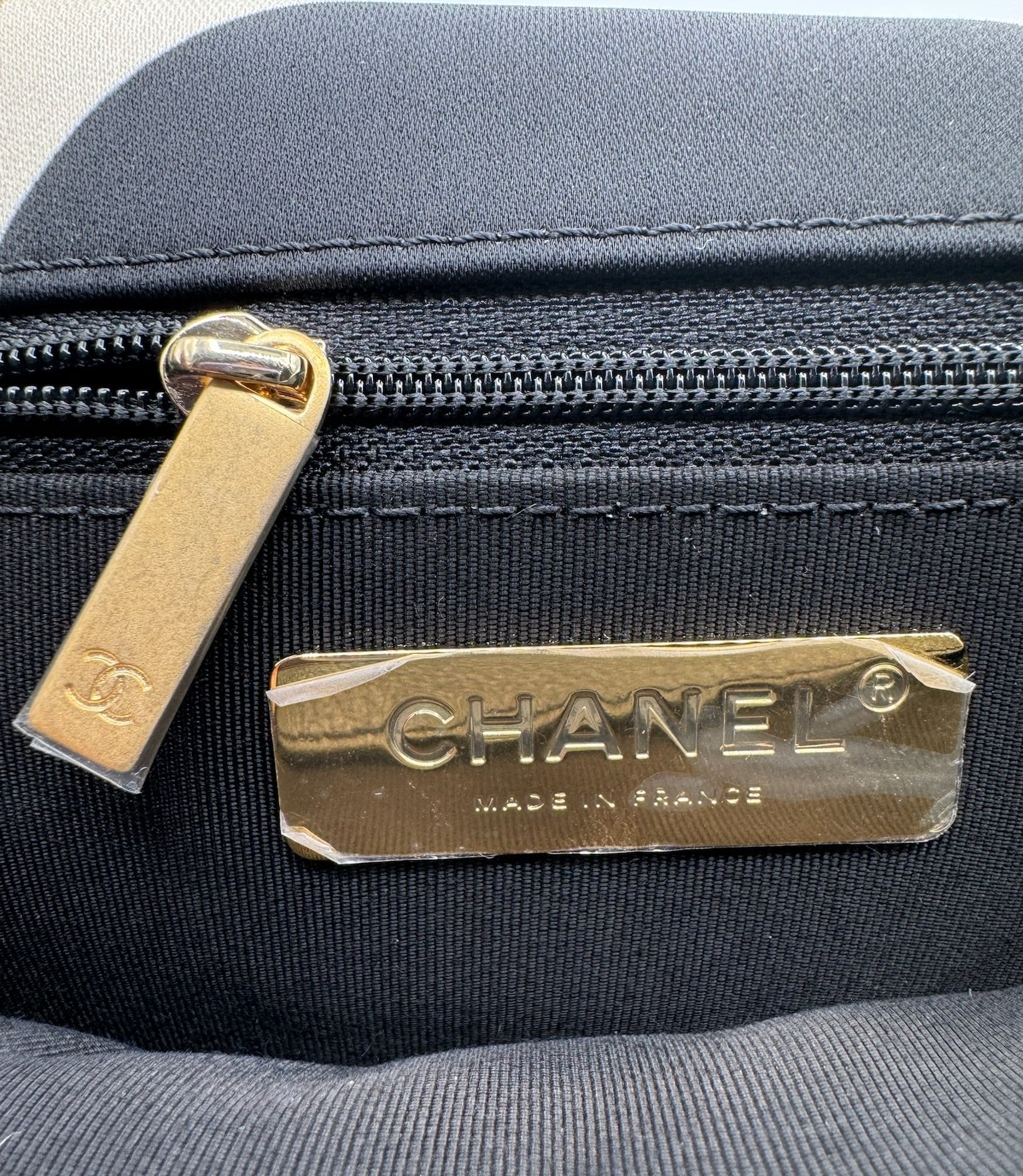 Chanel 19 Black and White CC Fabric Bag