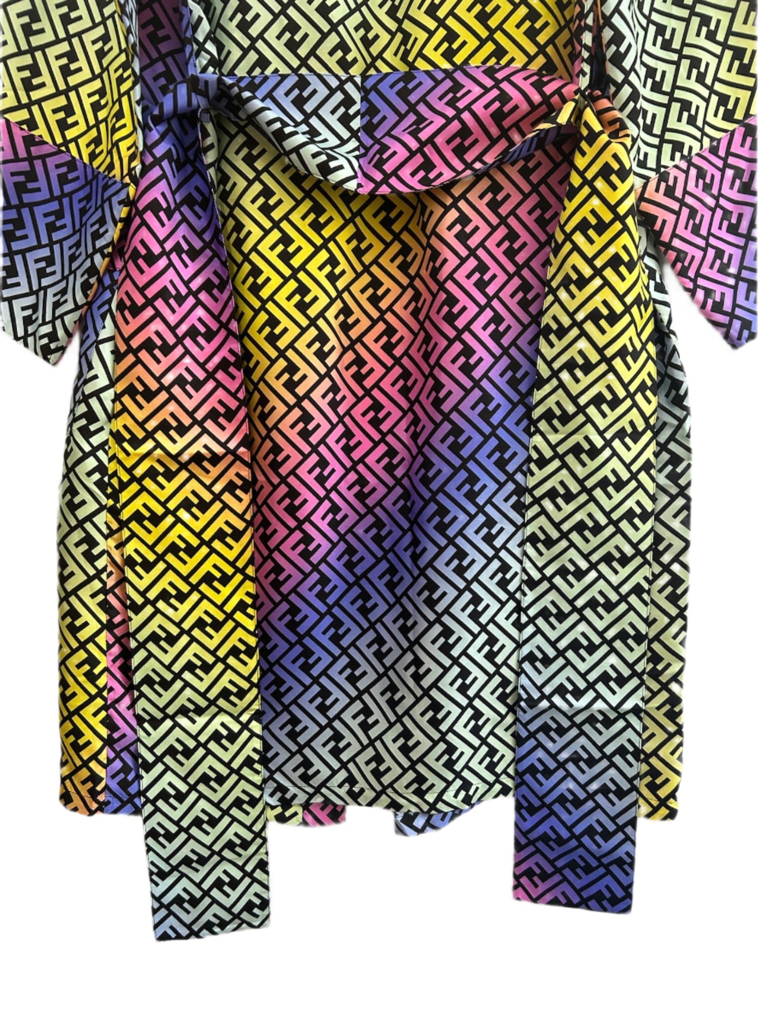 FENDACE Fendi X Versace Rainbow Silk Robe