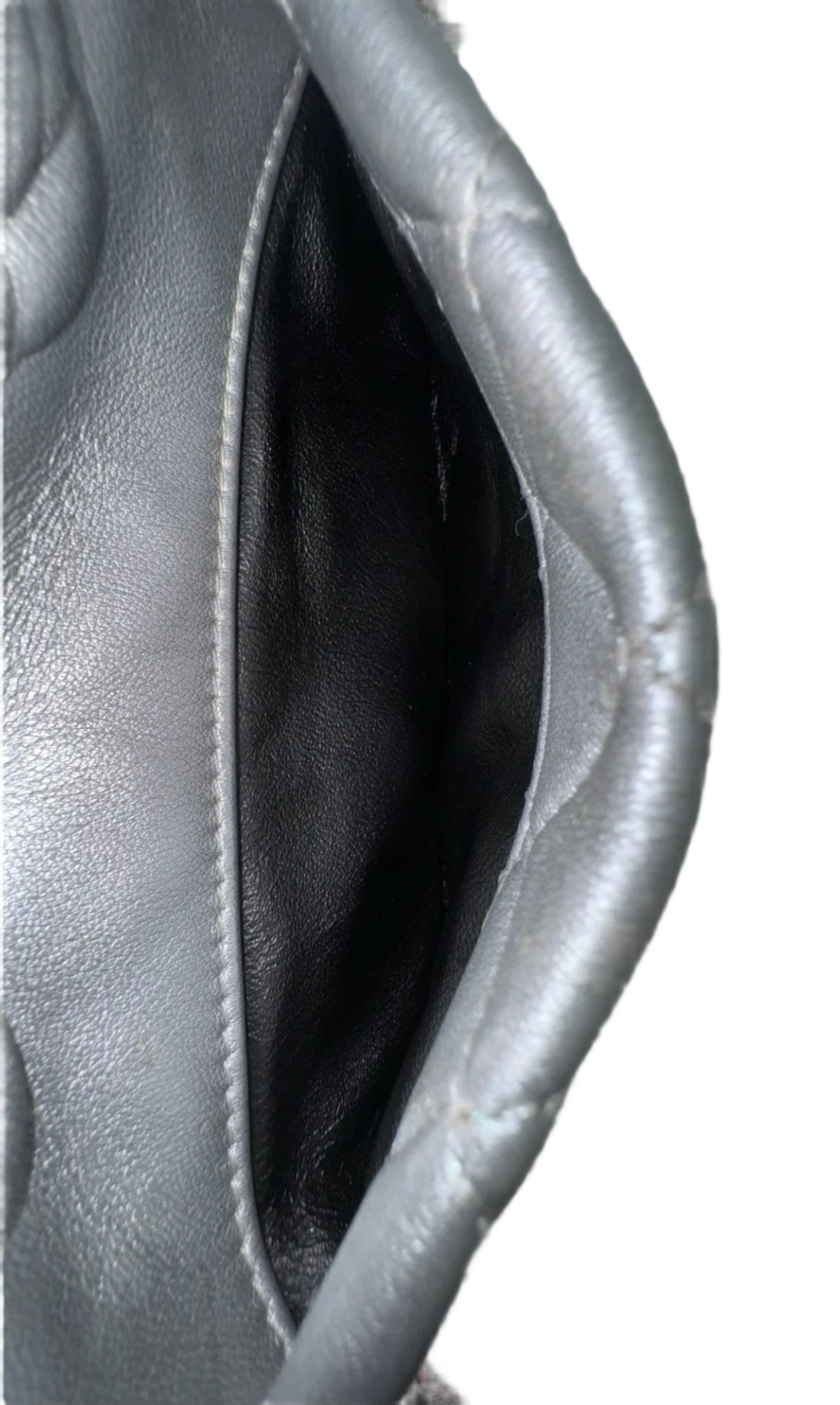 Chanel Silver Camellia Mini Flapbag