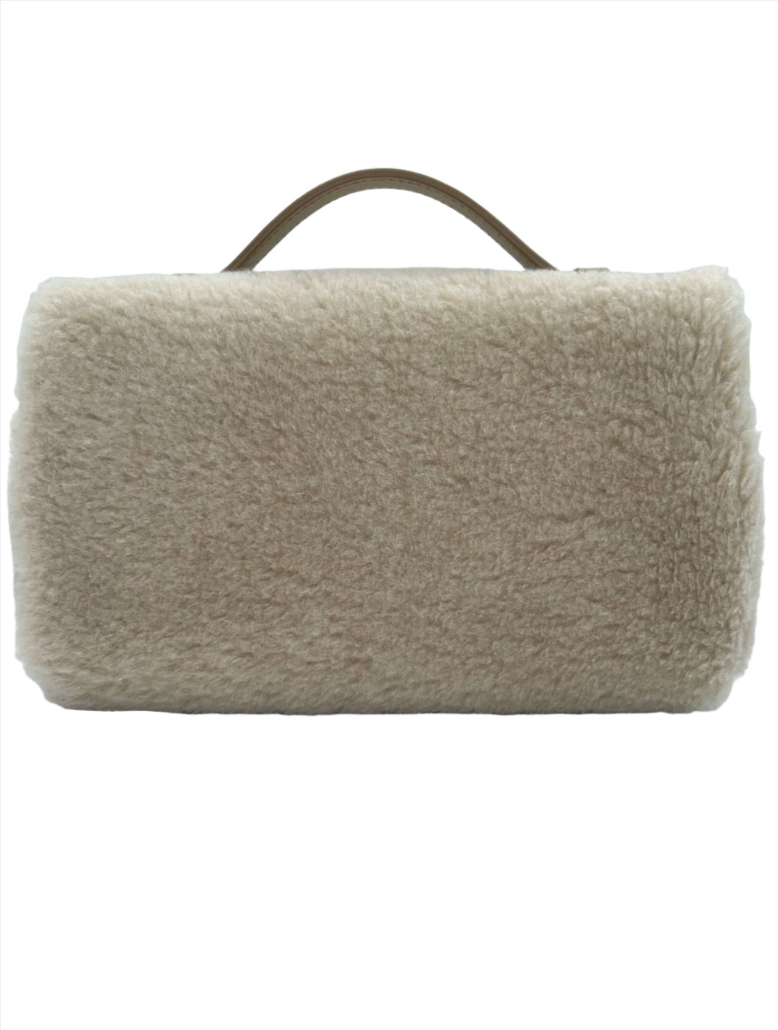 Loro Piana Ivory Cashfur L19 Pouch with Gold Hardware and Detachable Leather Strap