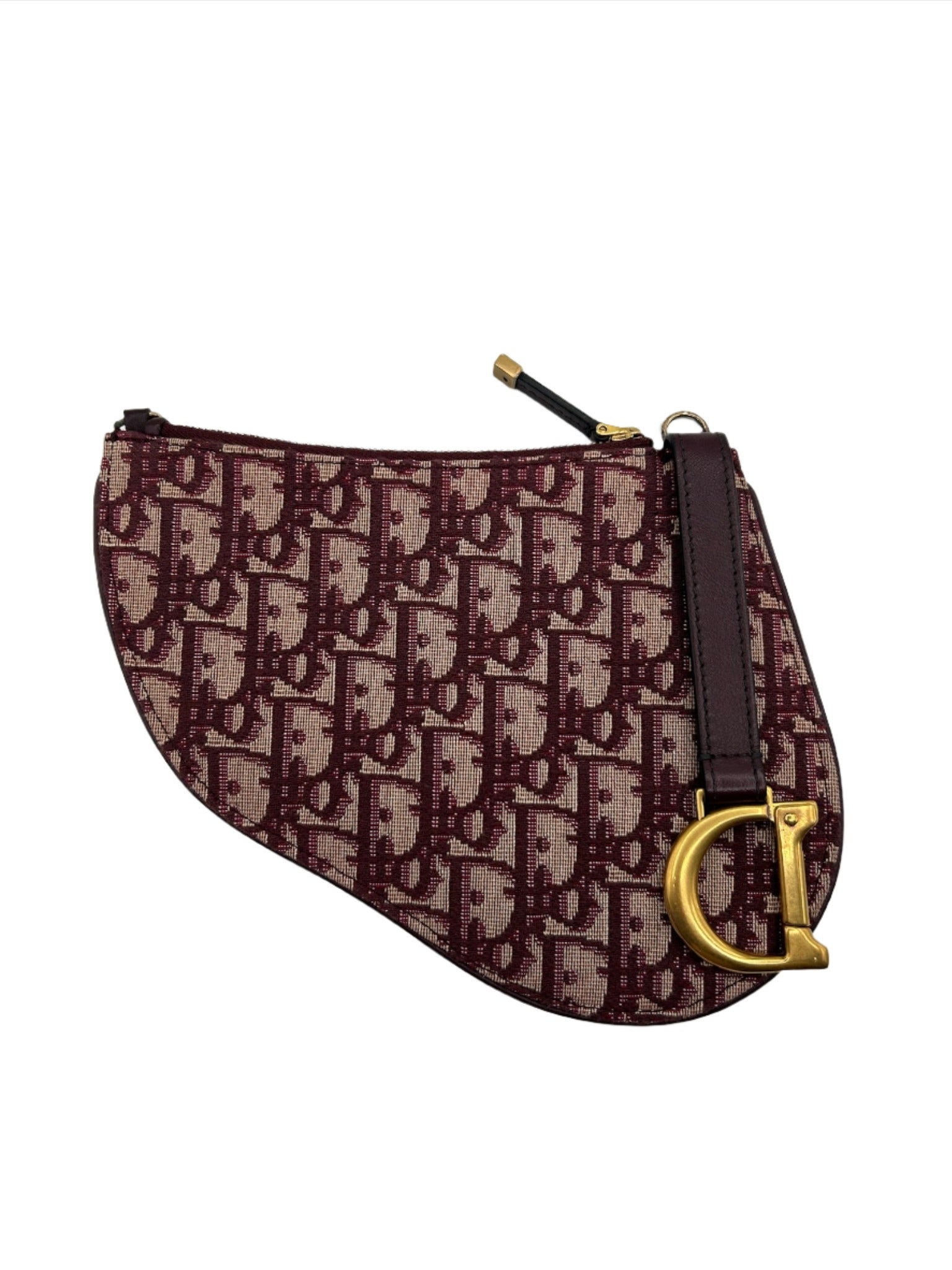 Dior Burgundy Red Canvas Saddle Pouch