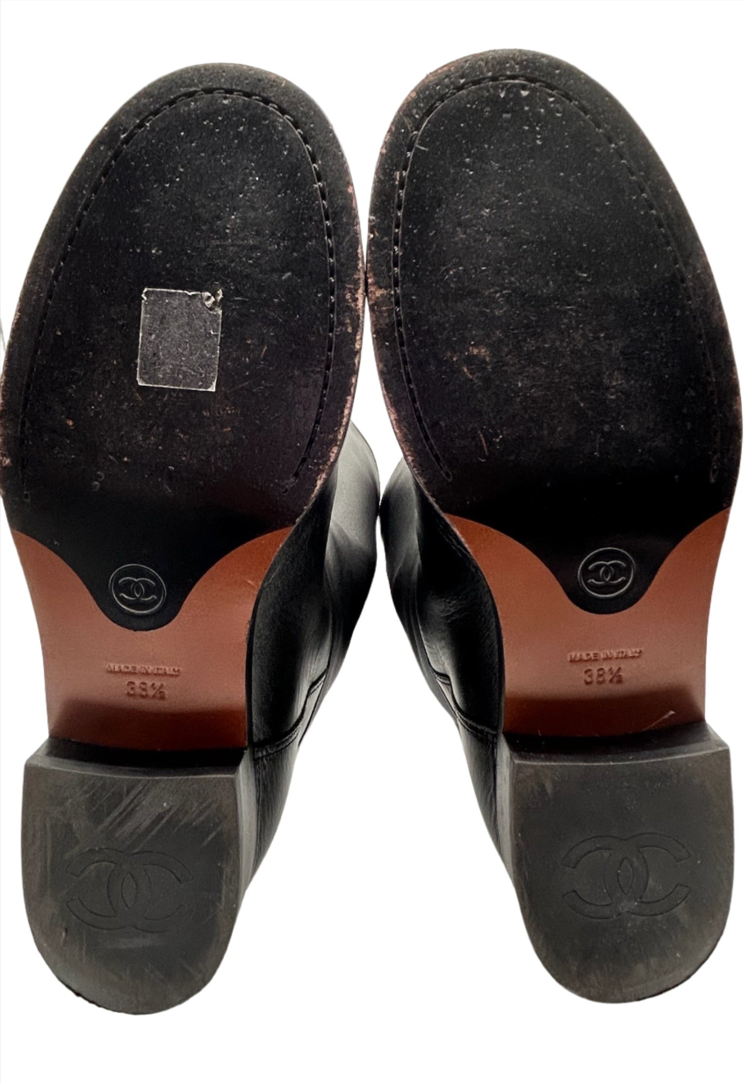 Chanel Black Leather Boots with CC Logo