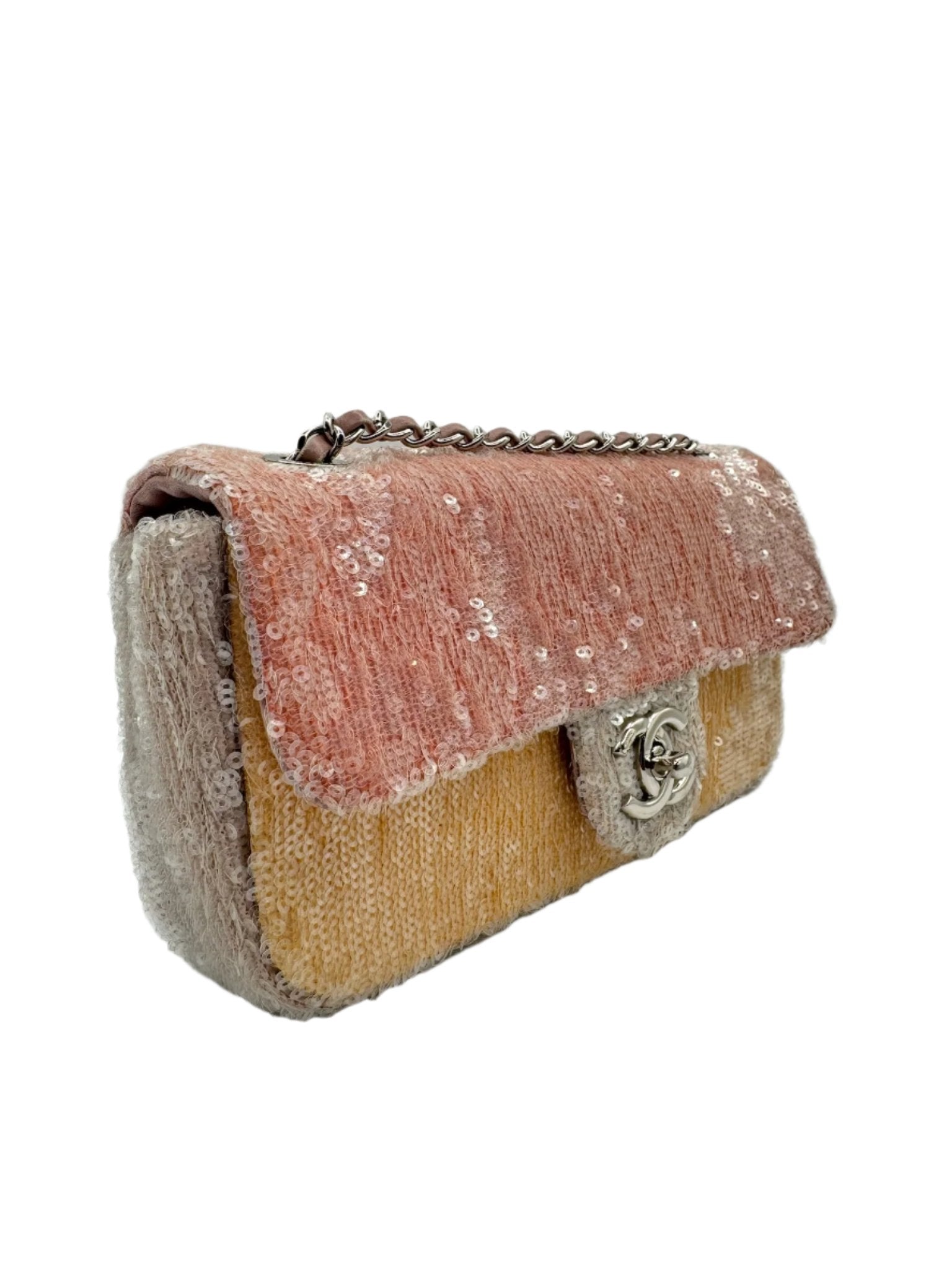 Chanel Waterfall Sequin Mini Flapbag Silver Hardware