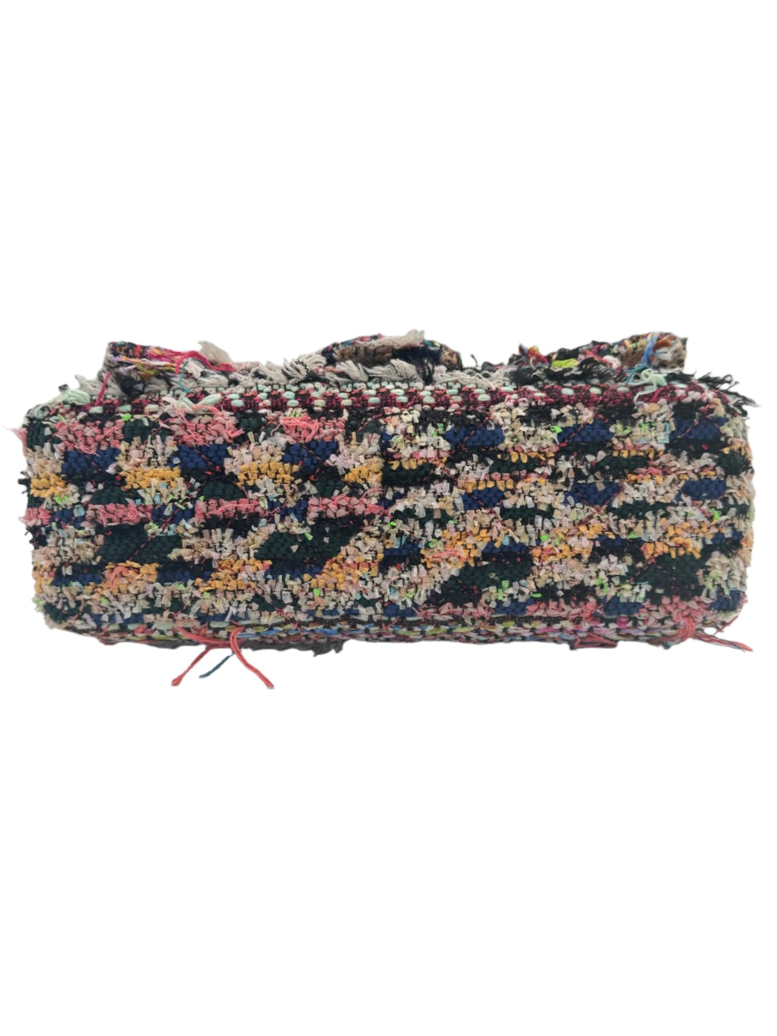 Chanel Multicolor Colorful Quilted Tweed Paris-Dubai Pom-Pom Embellished Large Flapbag with Ruthenium Hardware