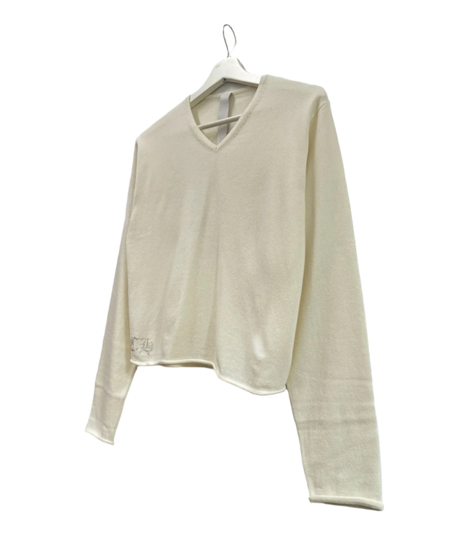 Chrome Hearts White Cashmere Sweater With Crystals