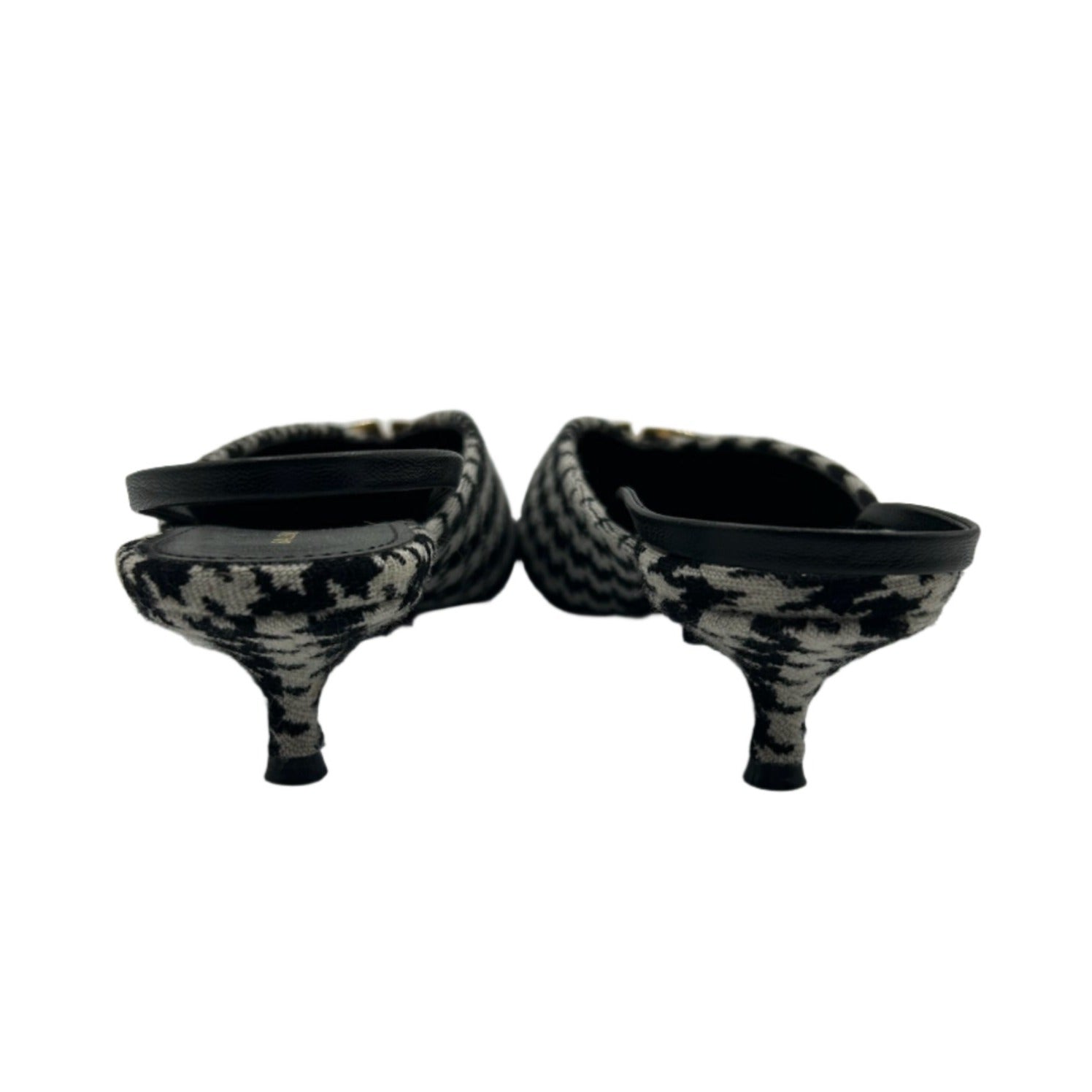 Balenciaga BB Knife Houndstooth Slingback Kitten Heels - Size FR 37.5