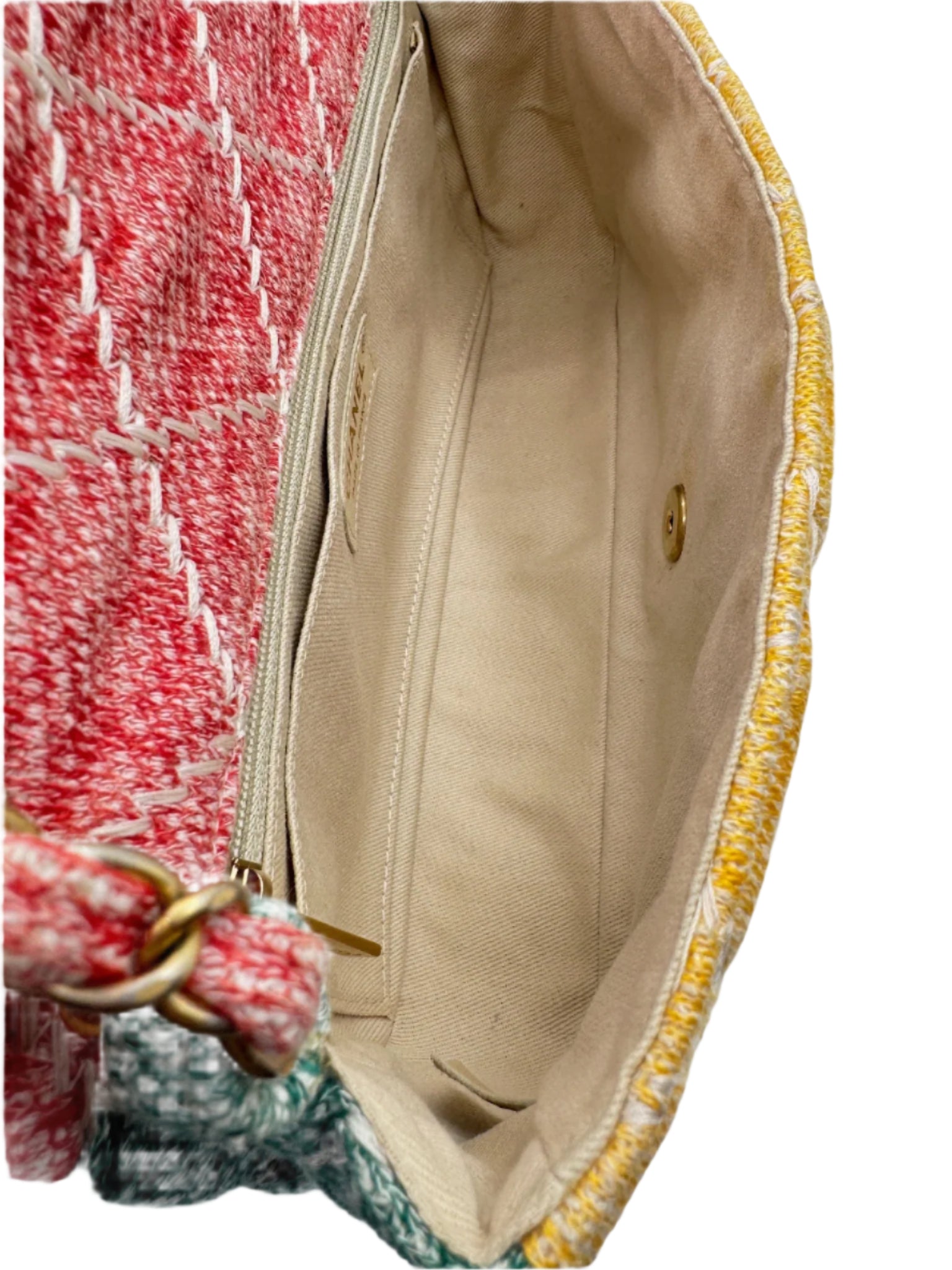 Chanel Color Block Quilted Jersey Fabric Medium Size Flapbag Gold Hardware