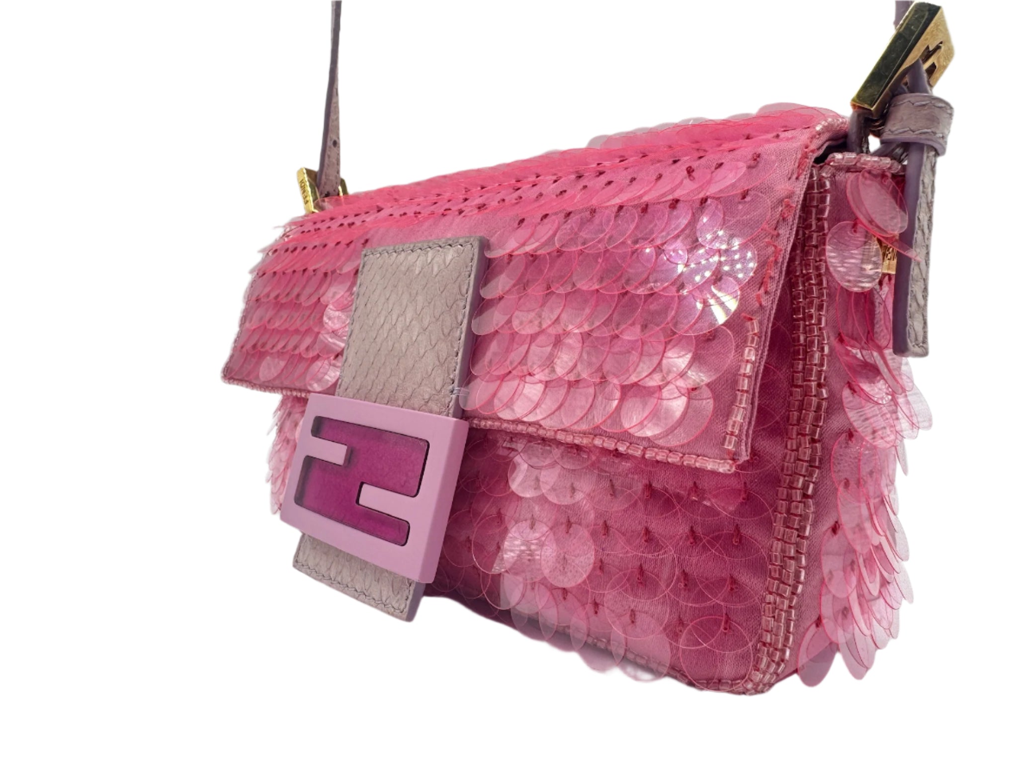 FENDI Vintage Pink Sequin Mini Baguette