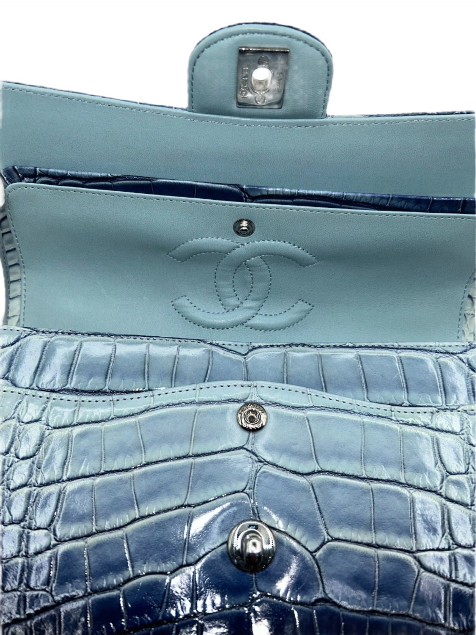 Chanel Ombre Blue Alligator Medium Flapbag