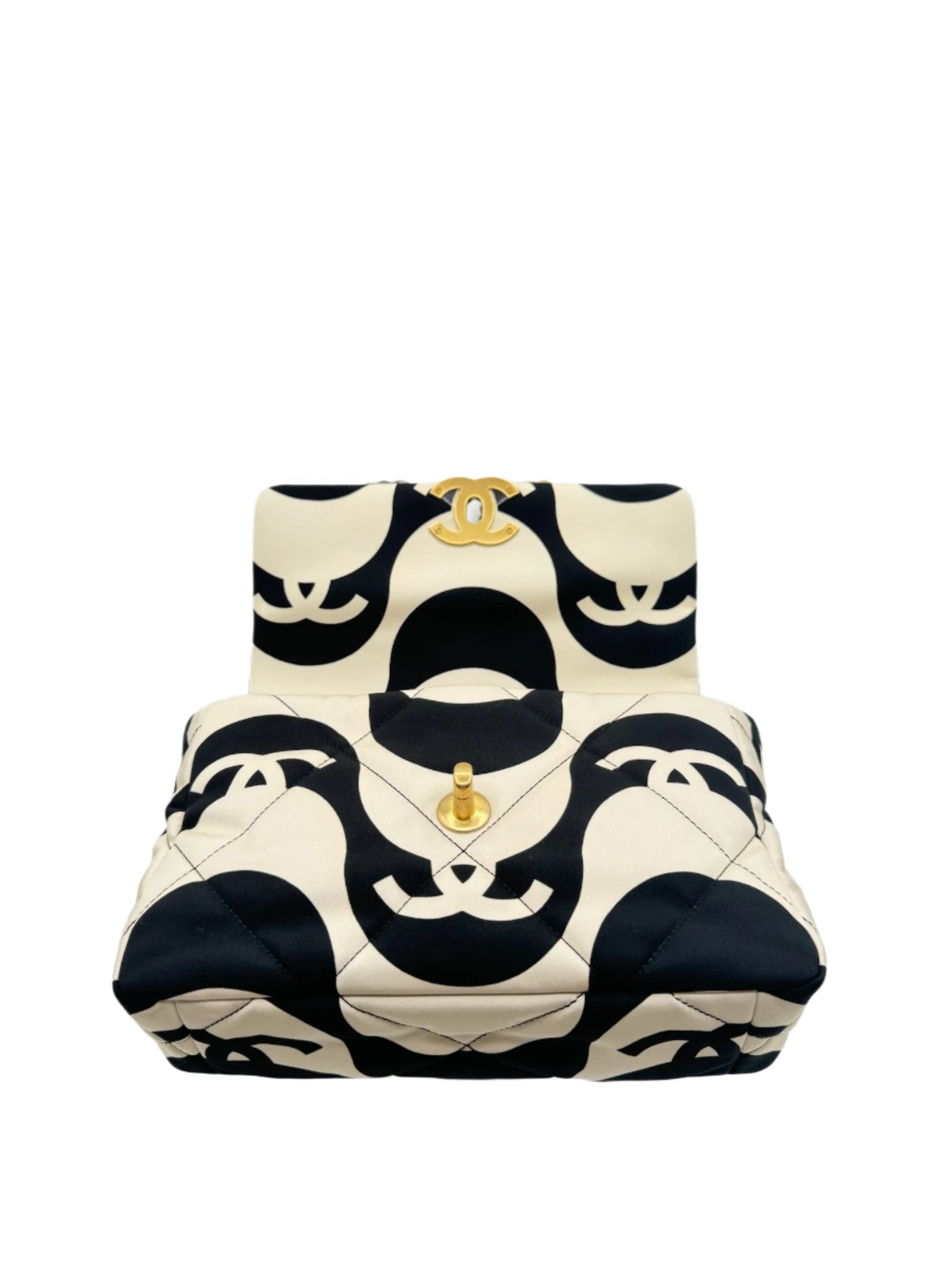 Chanel 19 Black and White CC Fabric Bag