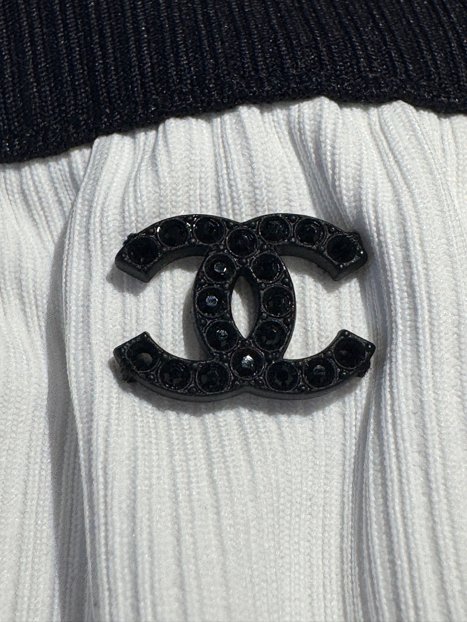 Chanel White Bikini Top and Bottom Set