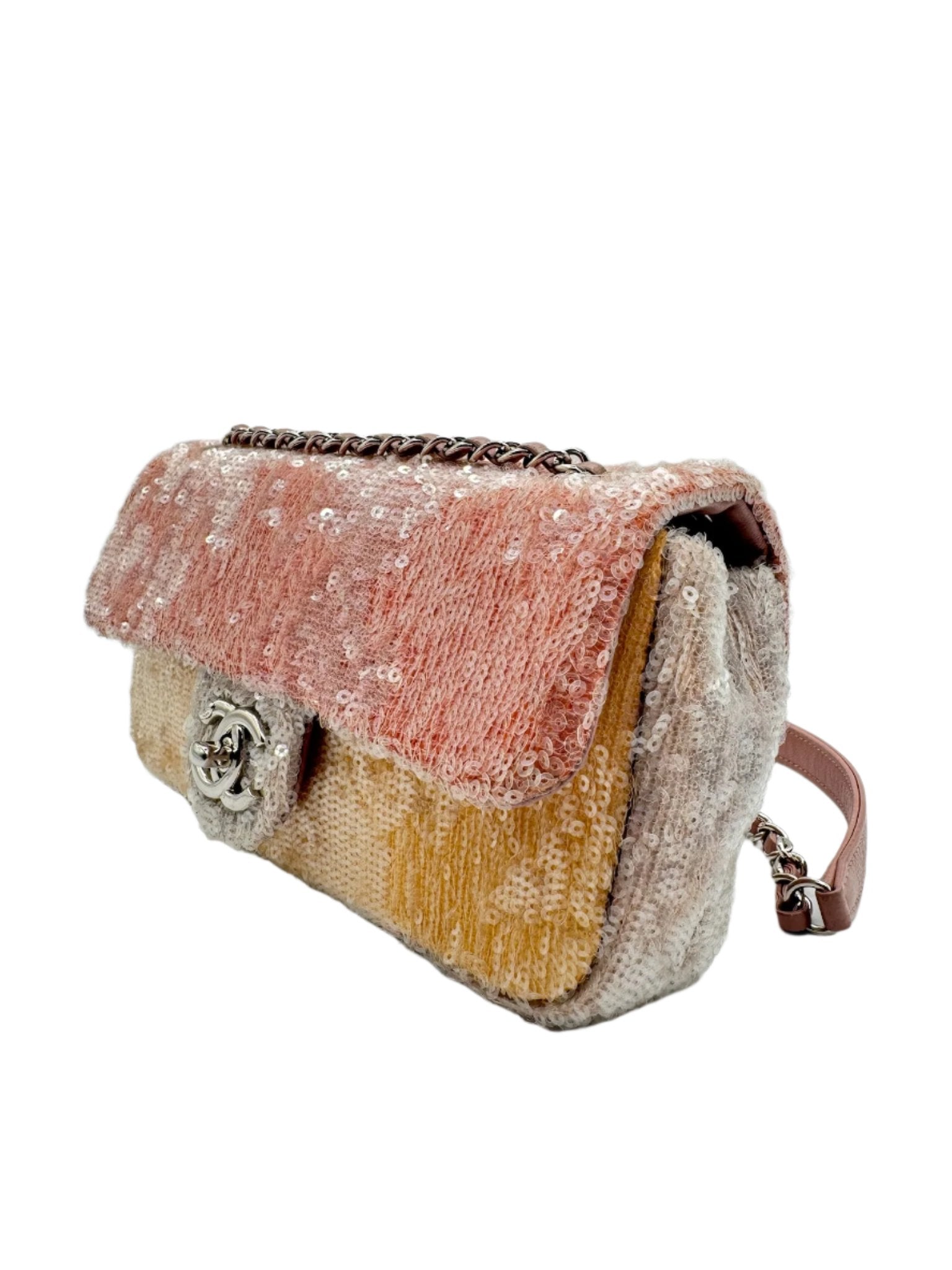 Chanel Waterfall Sequin Mini Flapbag Silver Hardware