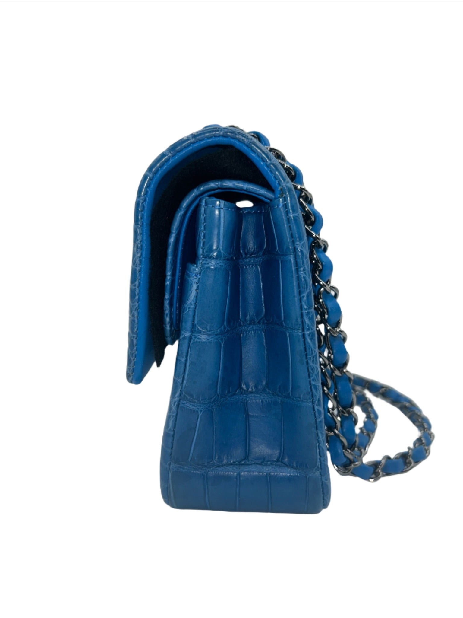 Chanel Blue Alligator Medium Classic Double Flapbag