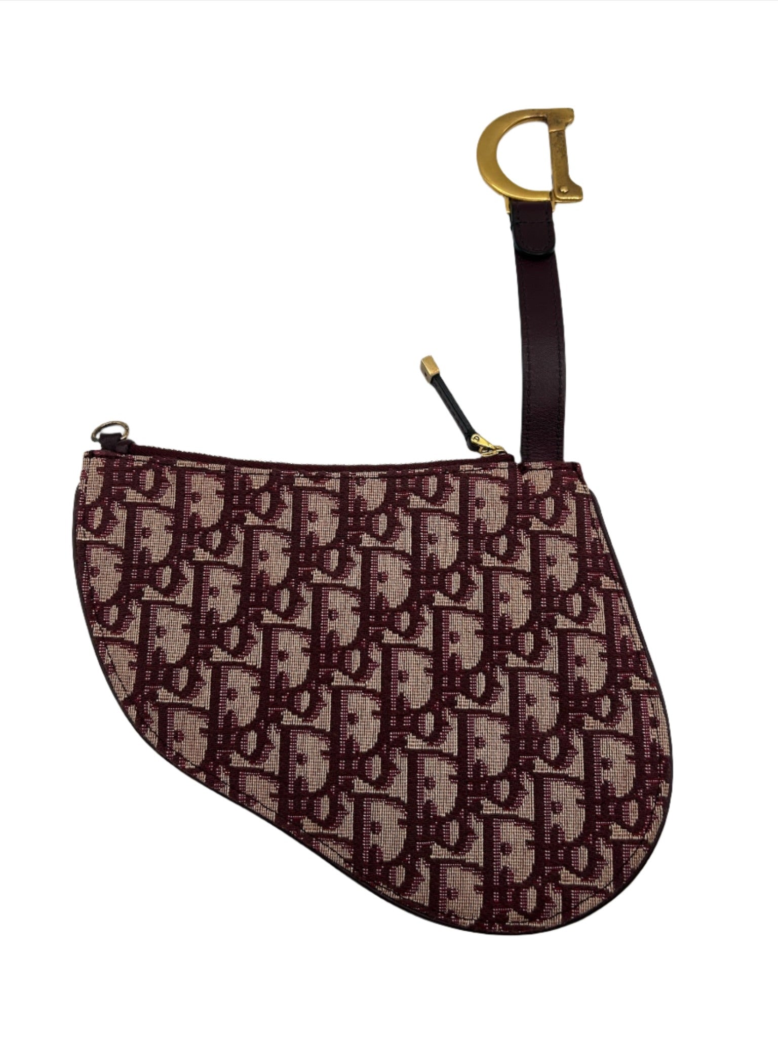 Dior Burgundy Red Canvas Saddle Pouch