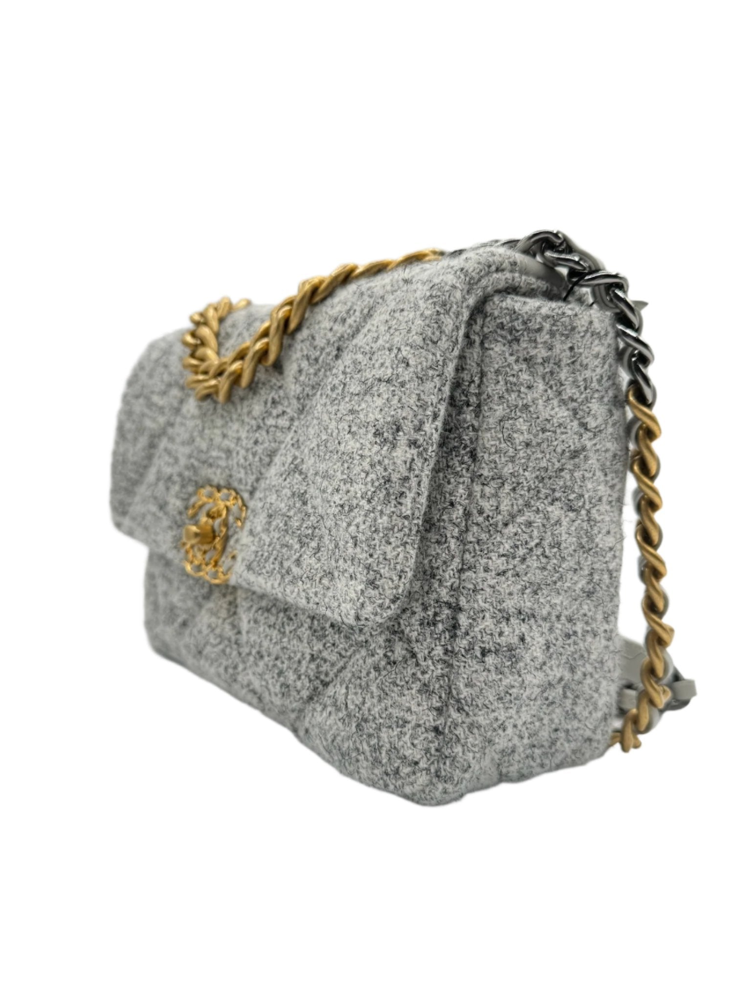 Chanel 19 Gray Ecru Tweed Small Flapbag
