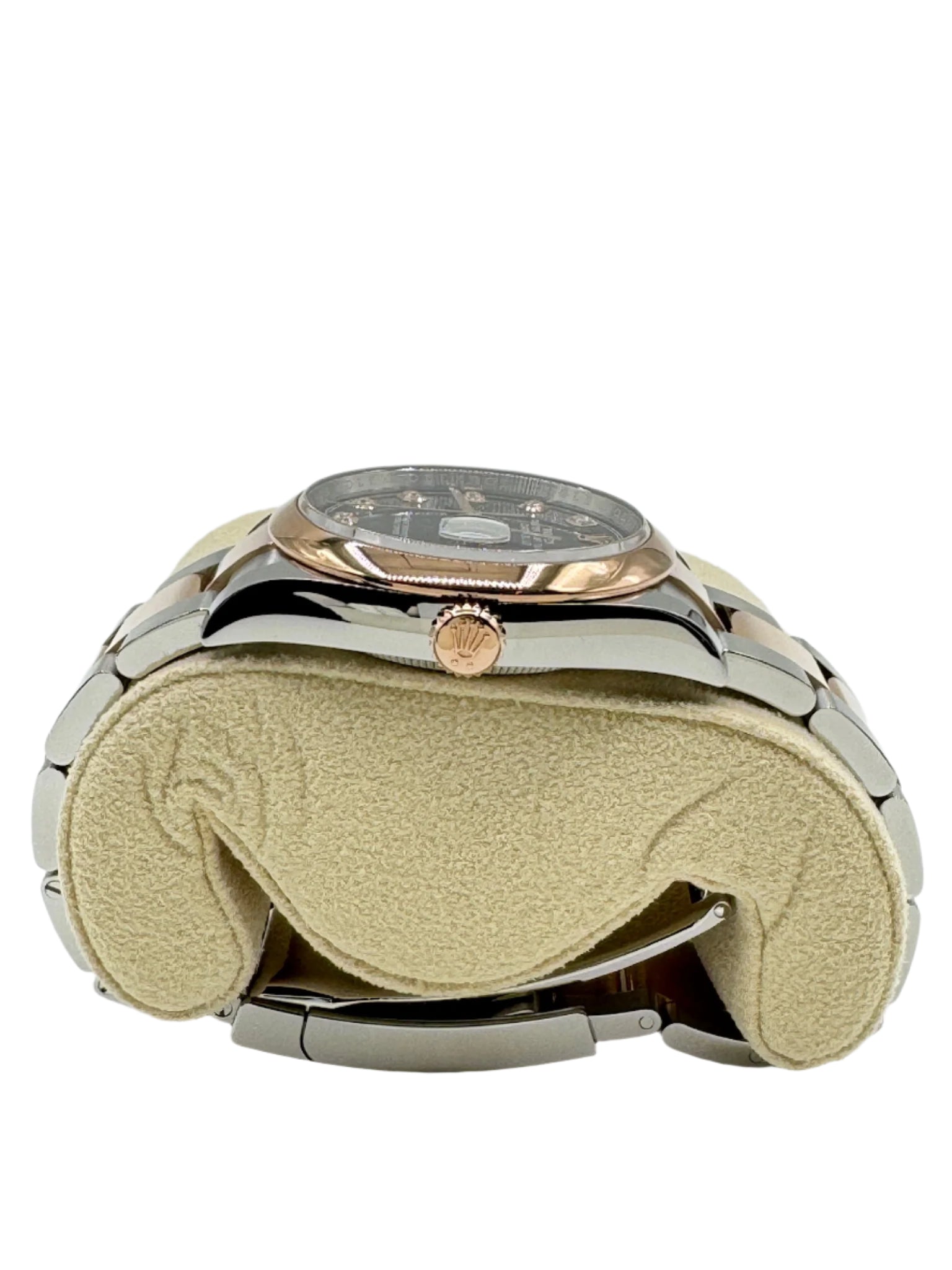 Rolex 36MM Datejust Everose Gold and Steel Black Dial with Diamonds