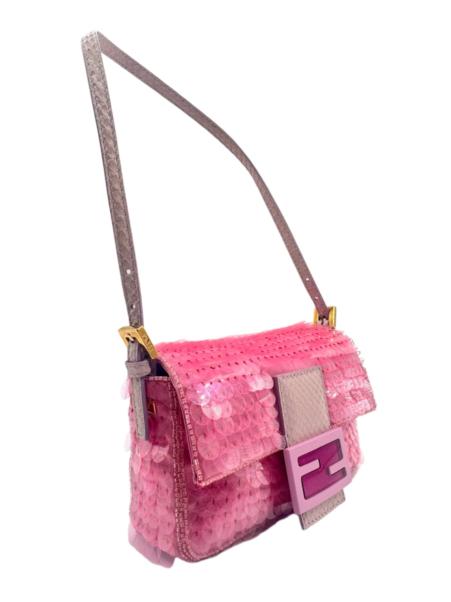 FENDI Vintage Pink Sequin Mini Baguette