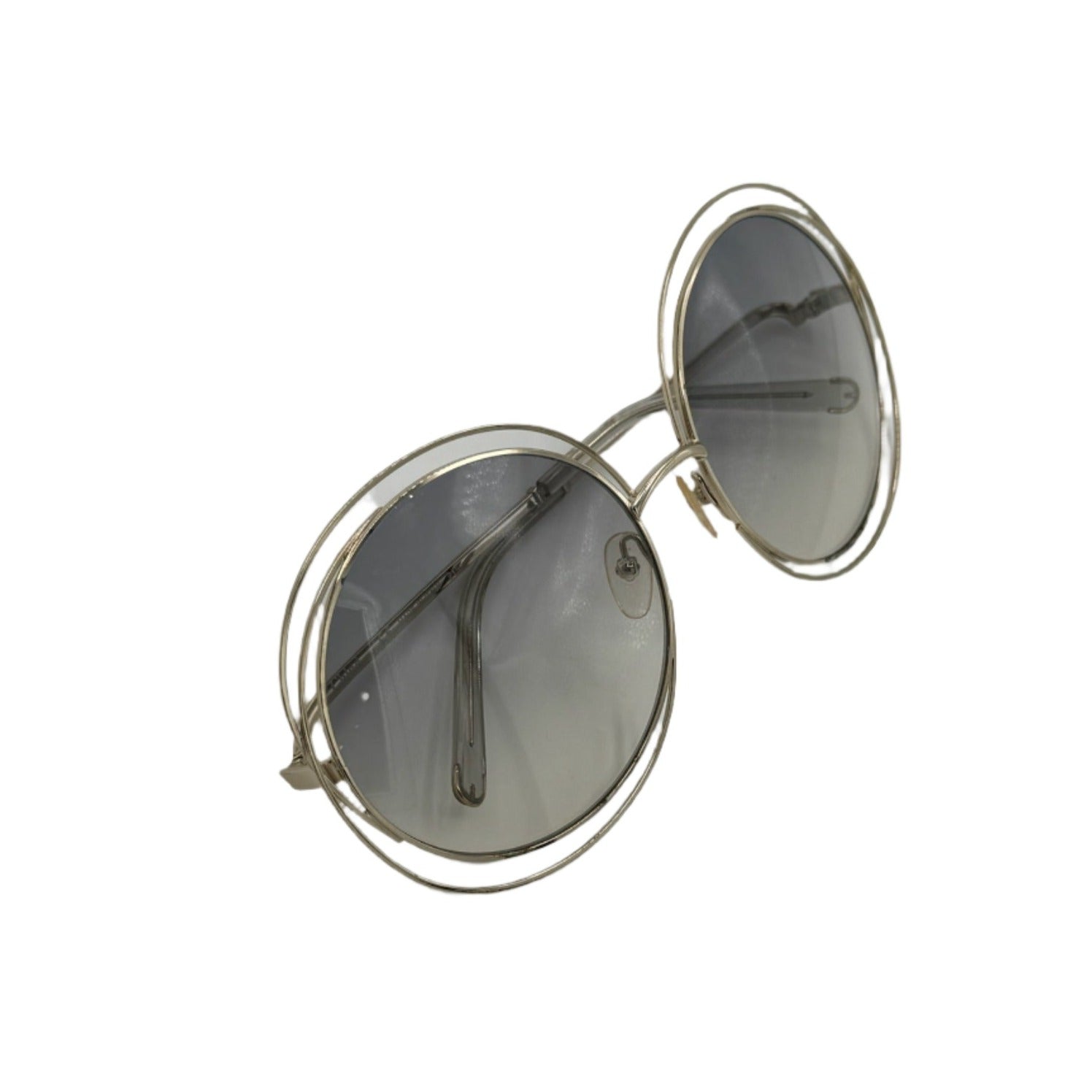 Chloe Round Gold Sunglasses with Gray Lenses